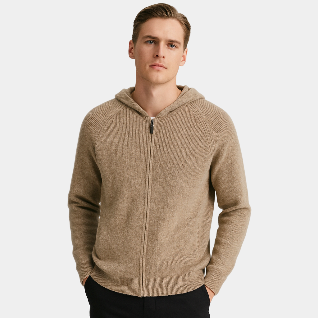 Cardigan zippé en cachemire classique pour homme