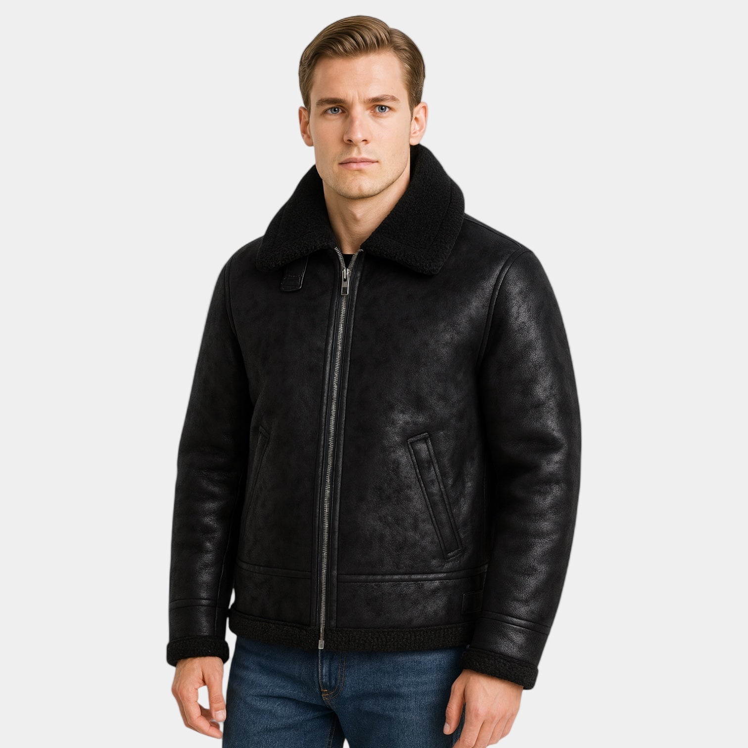 Veste aviateur en cuir pour hommes
