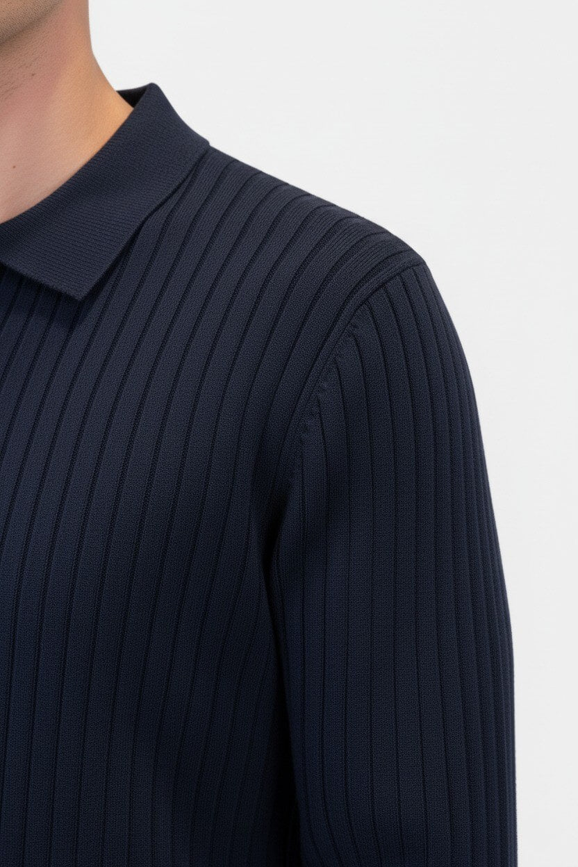 Pull en maille à col en V pour homme – col polo – Automne-Hiver