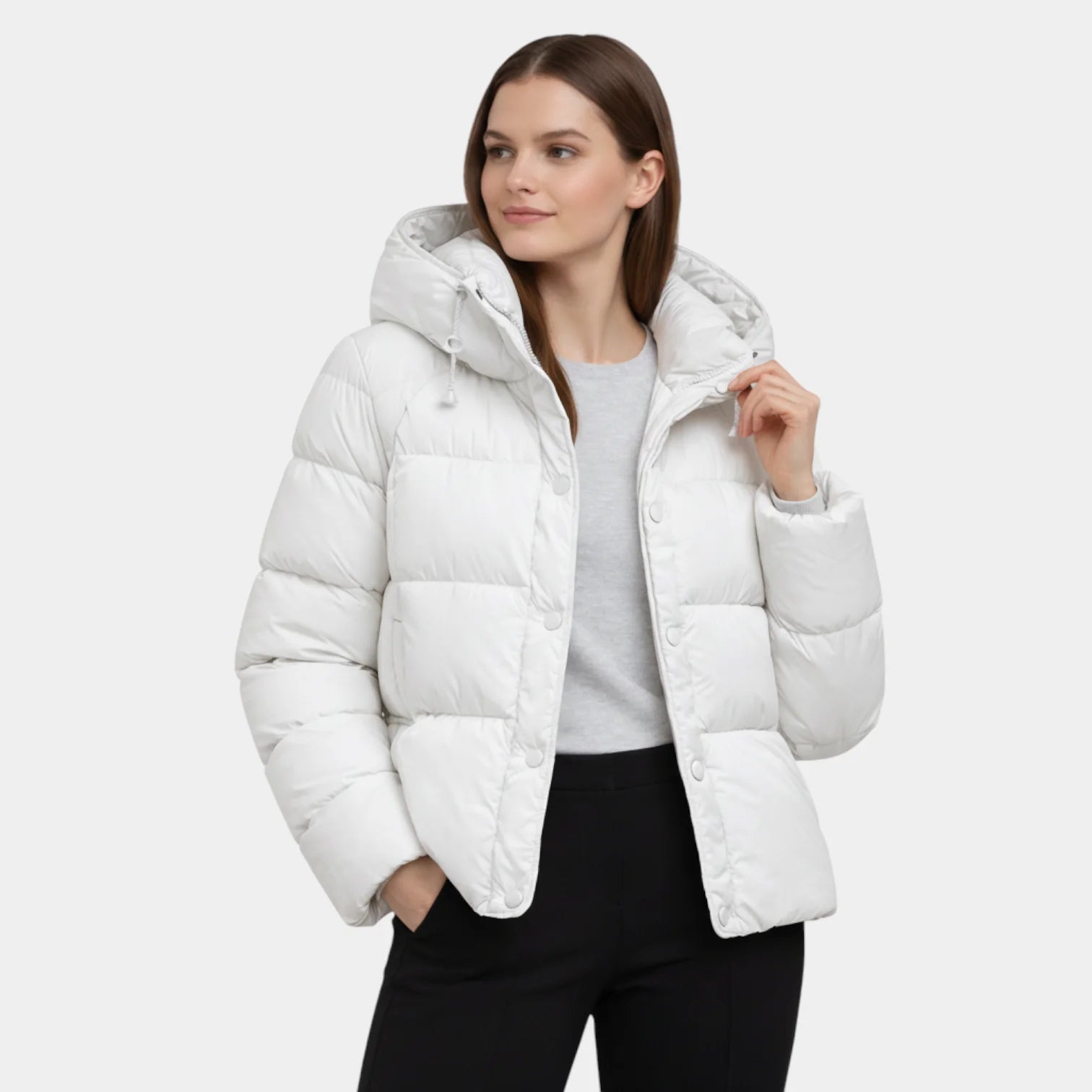 Veste matelassée à capuche pour femme – coupe courte