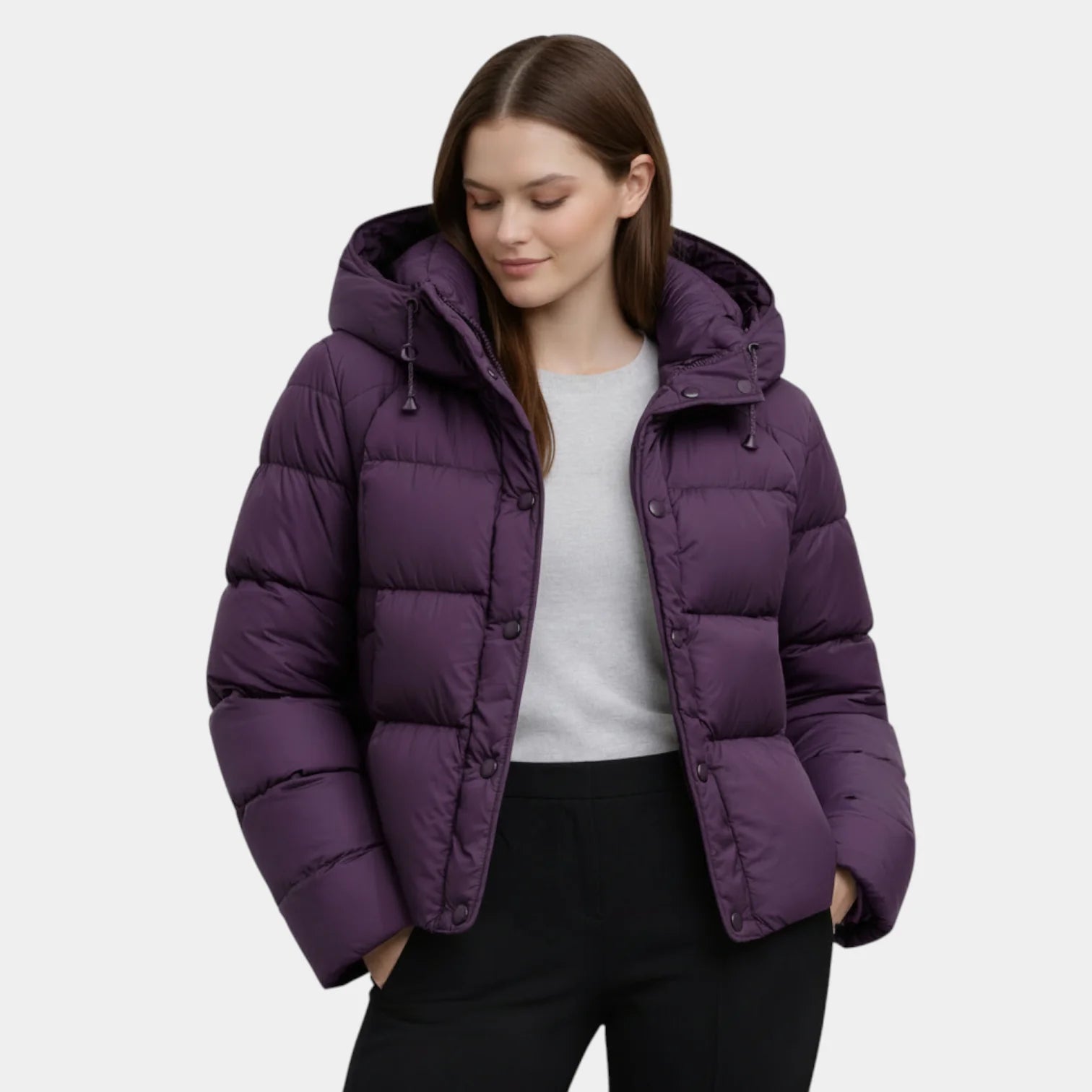 Veste matelassée à capuche pour femme – coupe courte