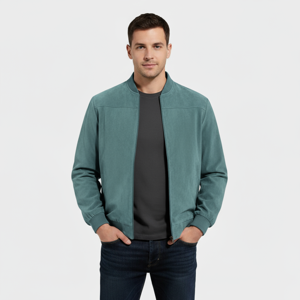 Veste bomber pour homme en simili-cuir