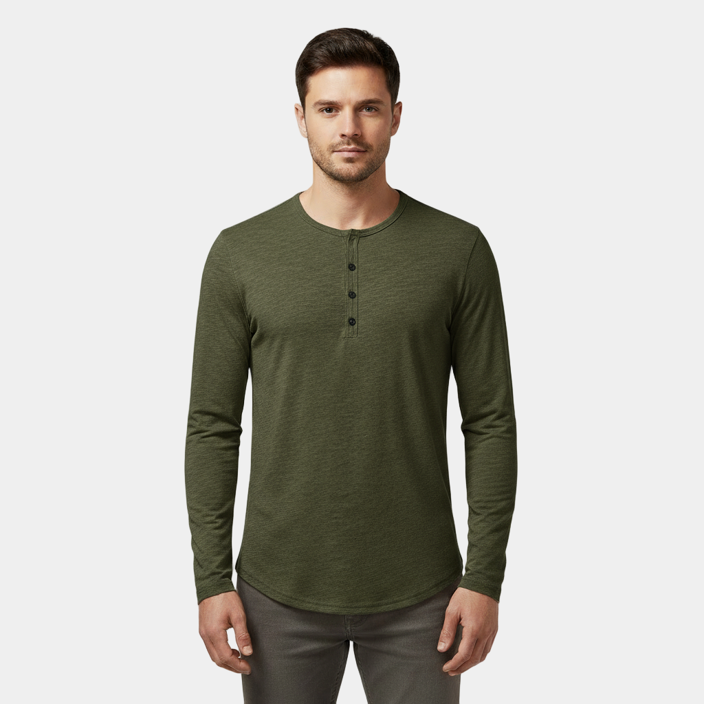 T-shirt Henley à manches longues pour homme
