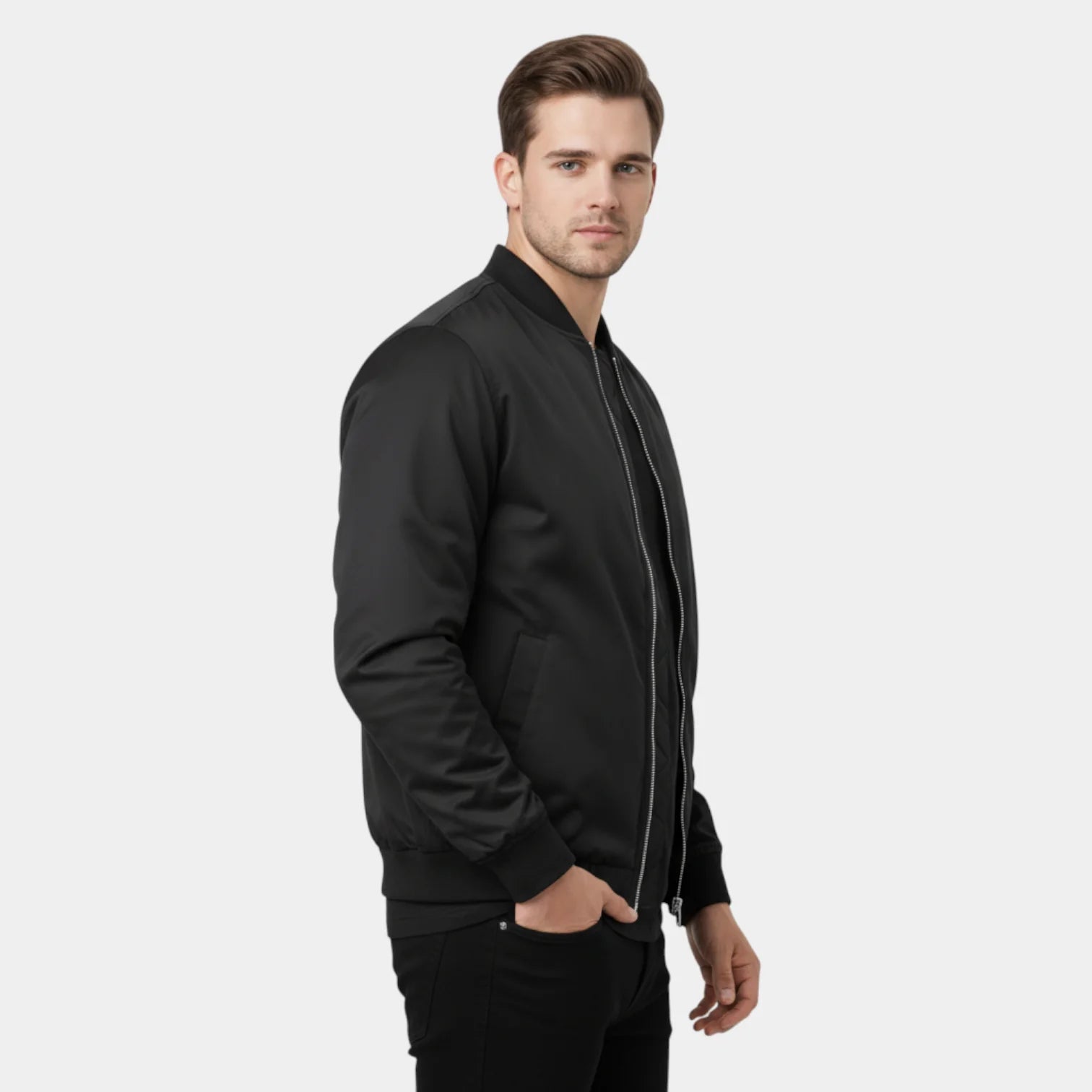 Veste bomber décontractée pour homme à fermeture éclair frontale – veste utilitaire moderne