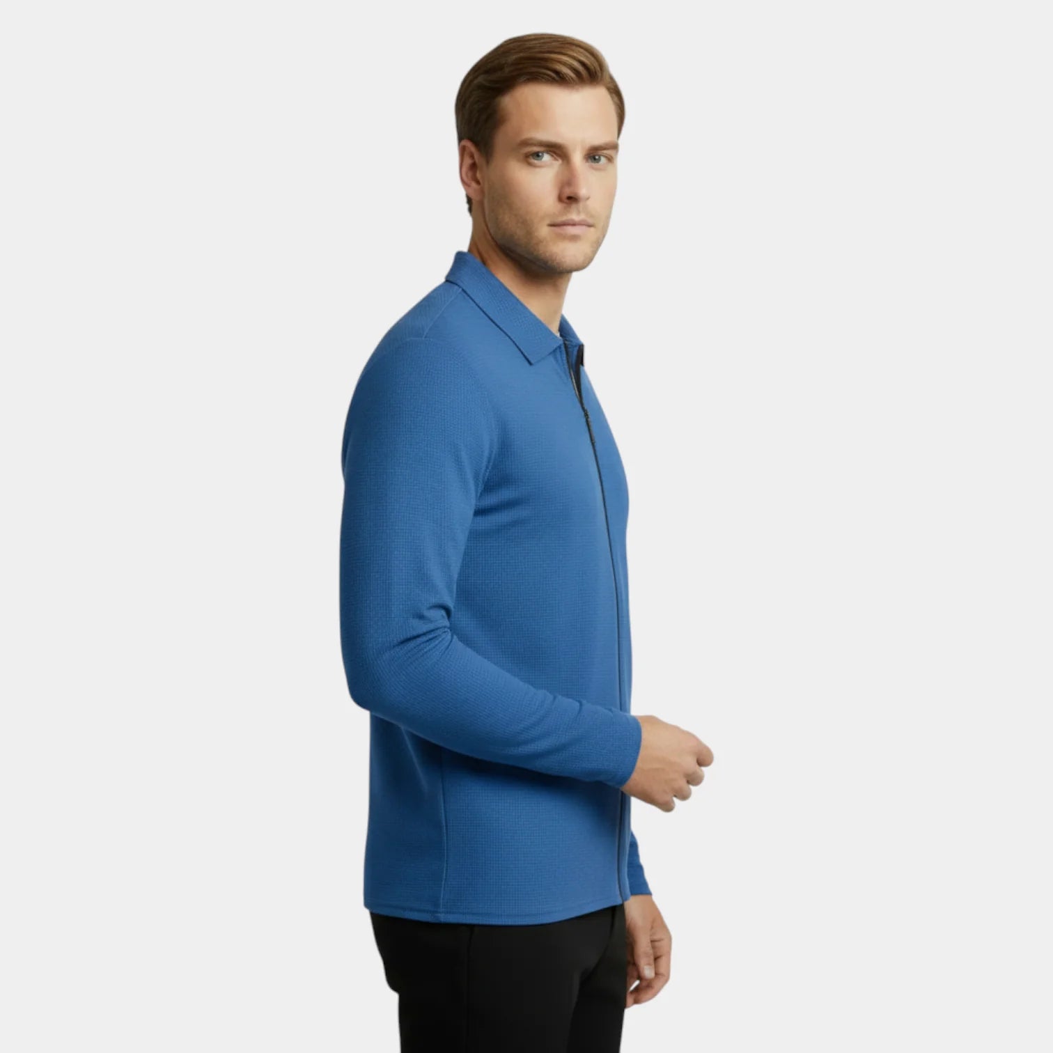 Polo tricot zippé à l'avant pour homme – col élégant