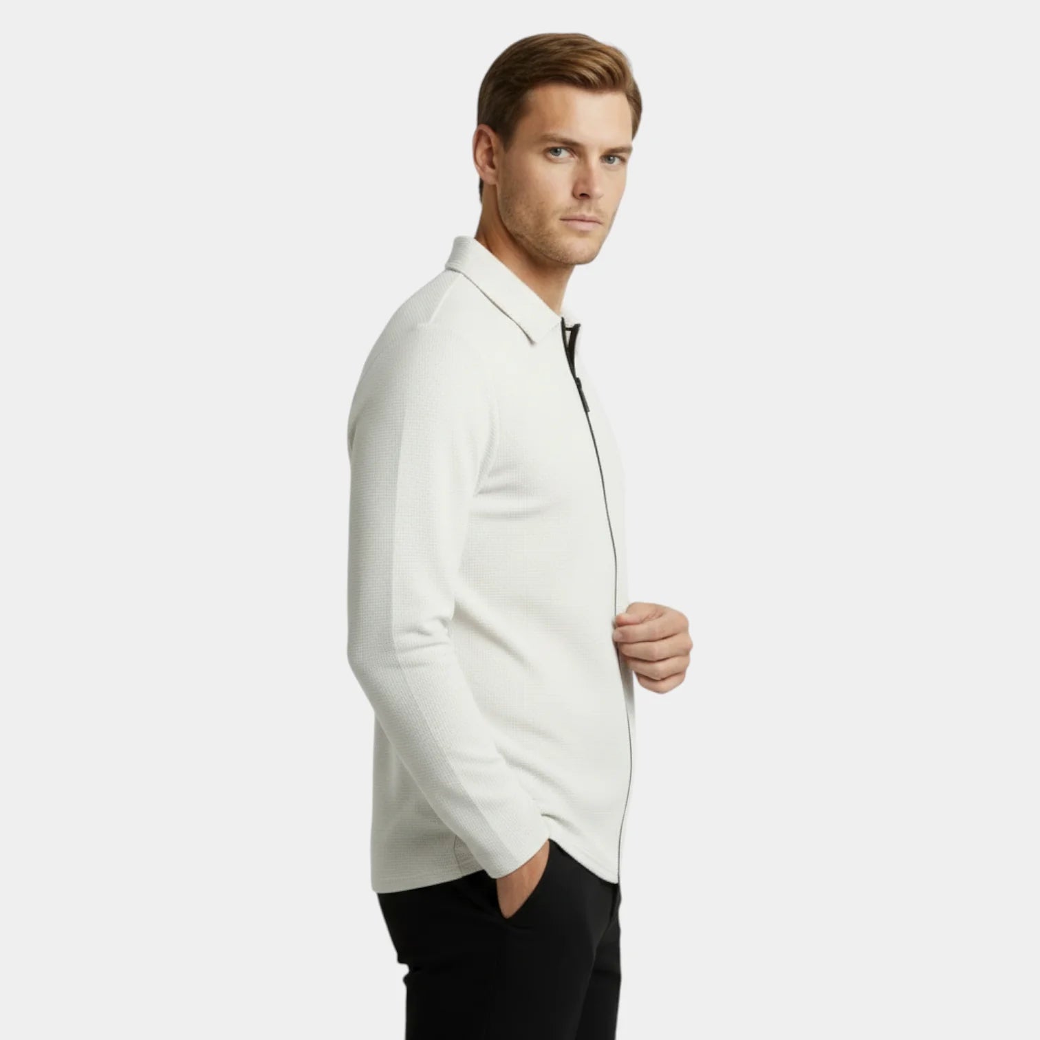 Polo tricot zippé à l'avant pour homme – col élégant
