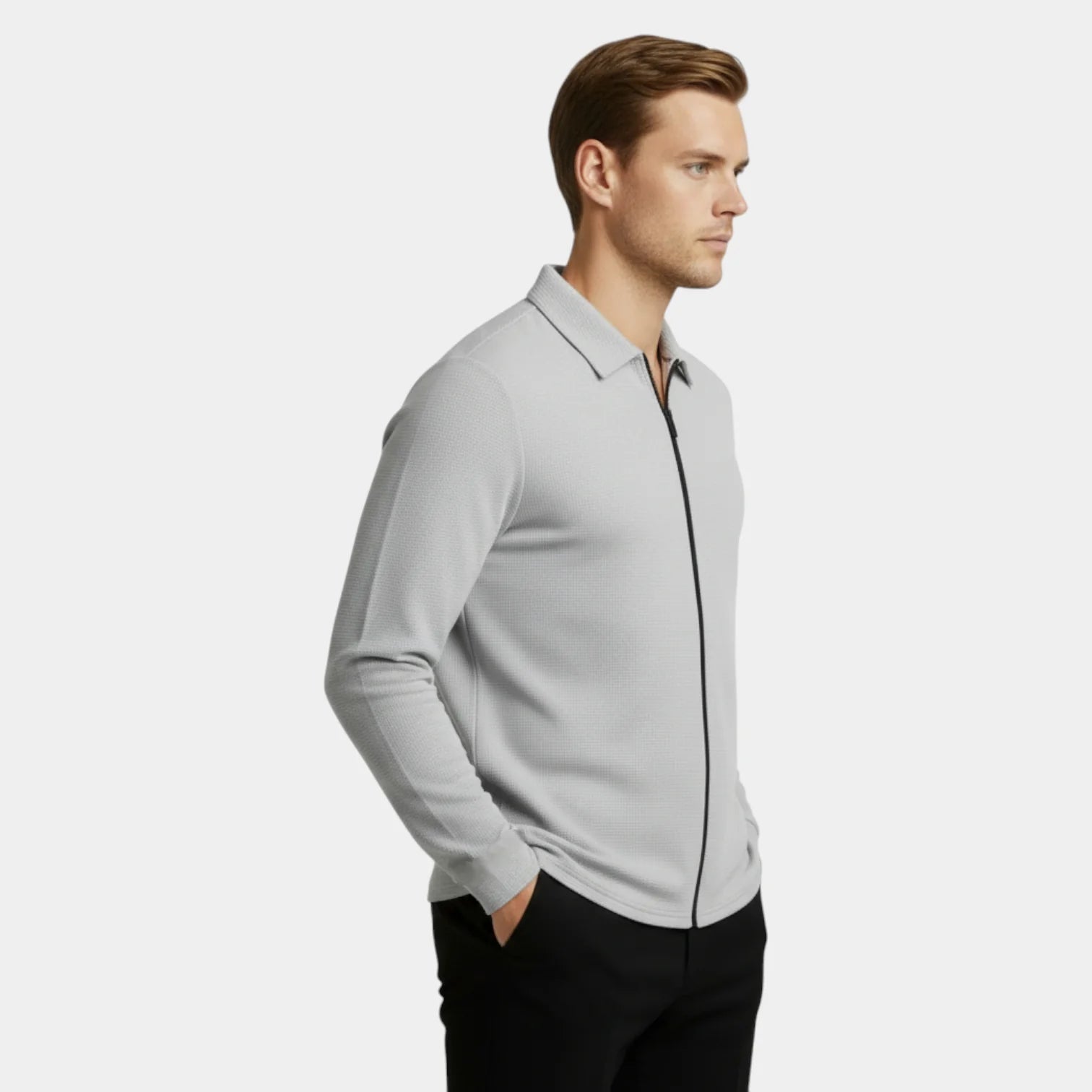 Polo tricot zippé à l'avant pour homme – col élégant