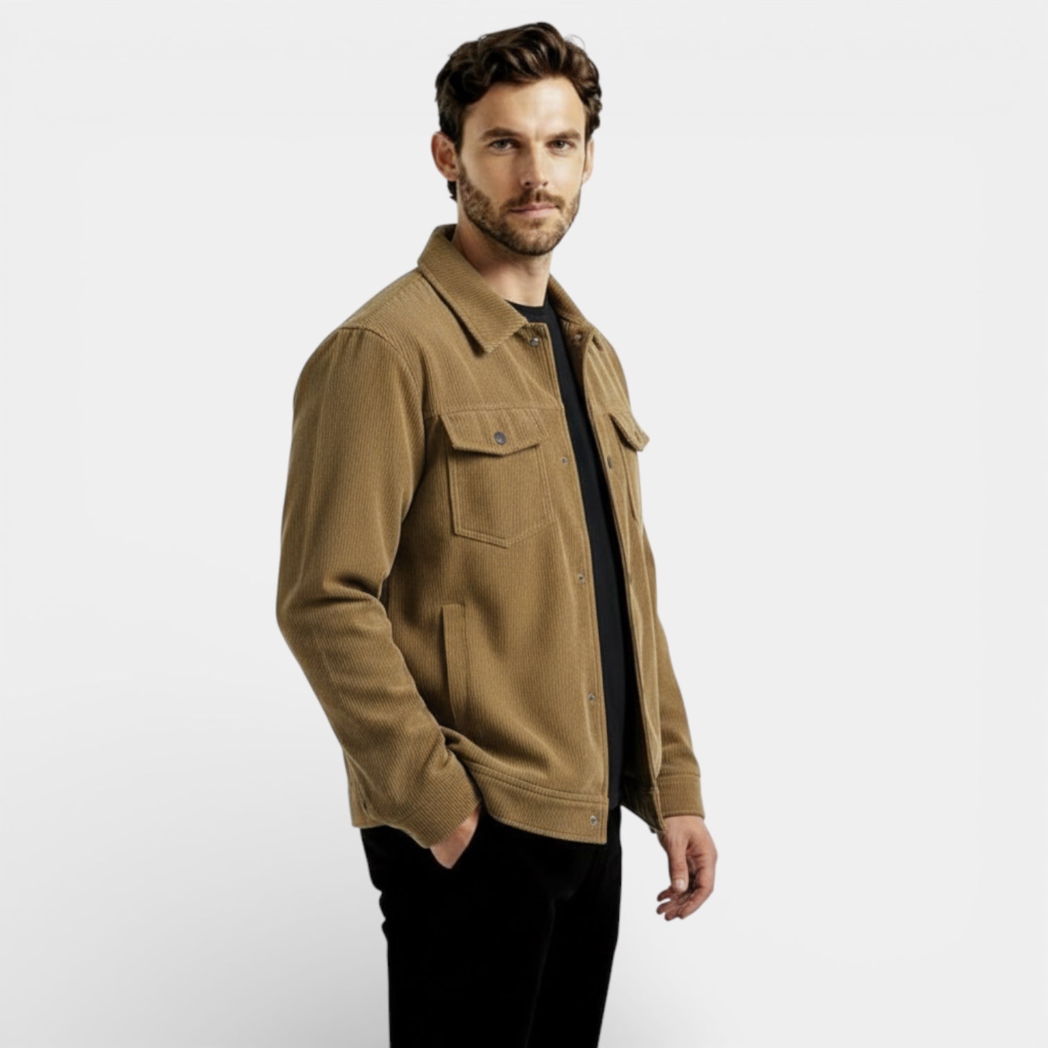 Veste trucker en velours côtelé pour homme — à boutons