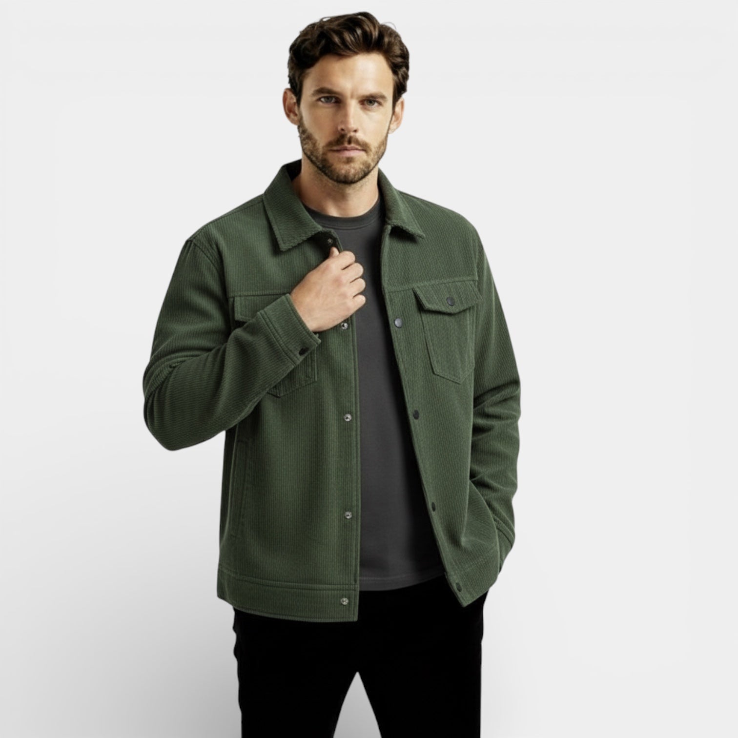 Veste trucker en velours côtelé pour homme — à boutons