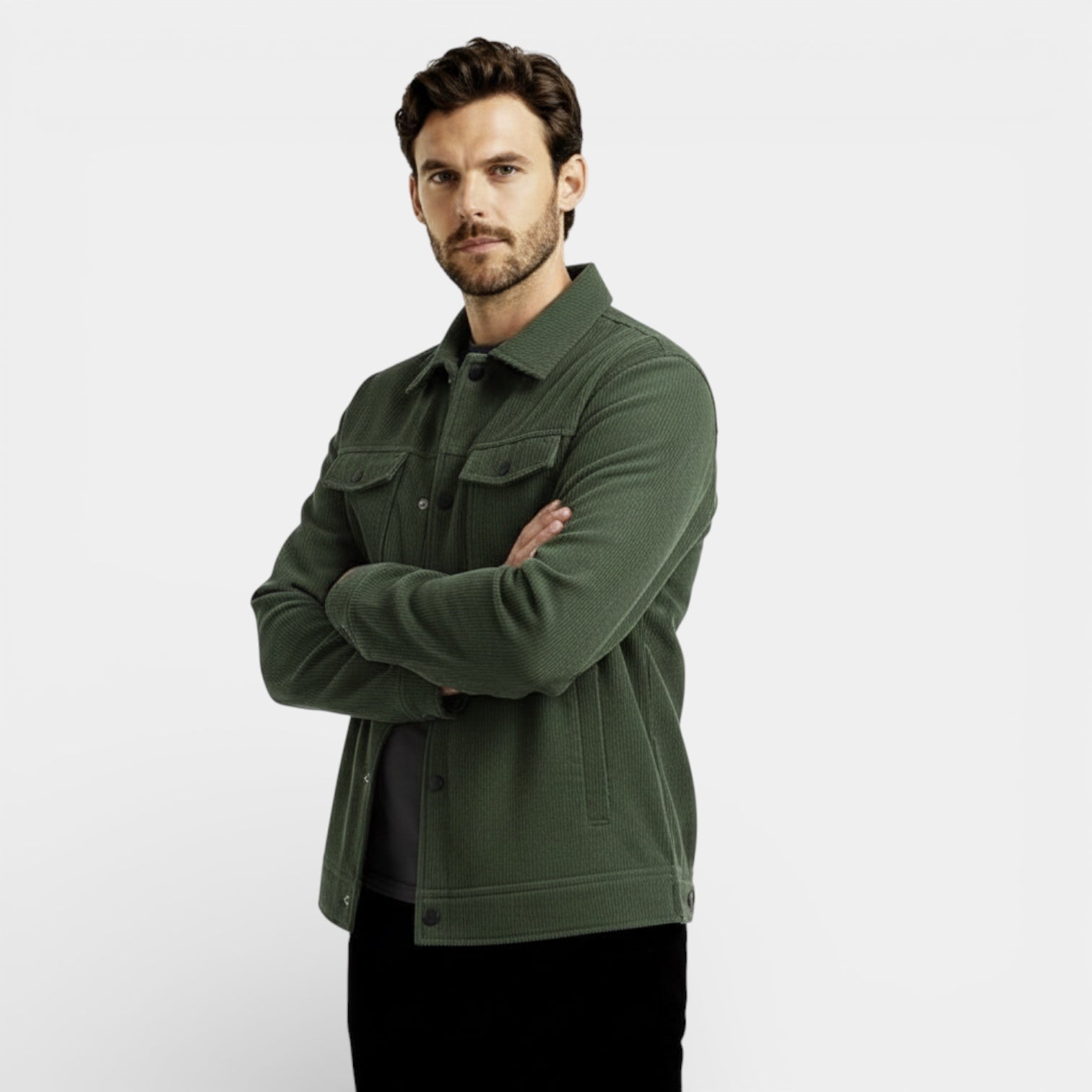 Veste trucker en velours côtelé pour homme — à boutons