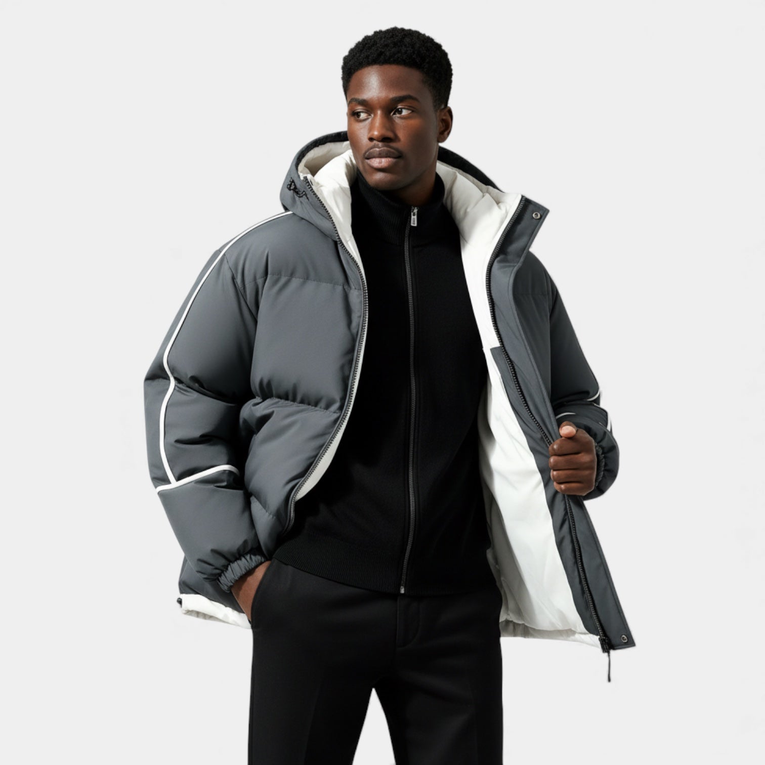 Doudoune matelassée en duvet pour homme – réfléchissante