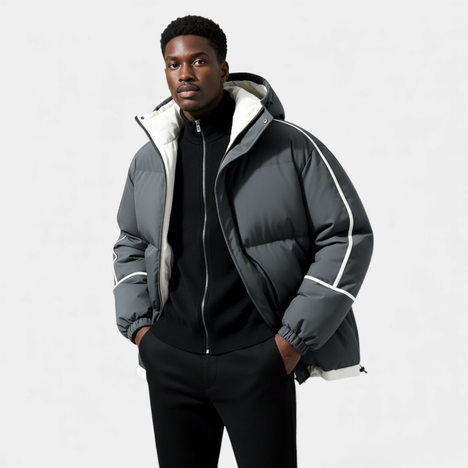 Doudoune matelassée en duvet pour homme – réfléchissante