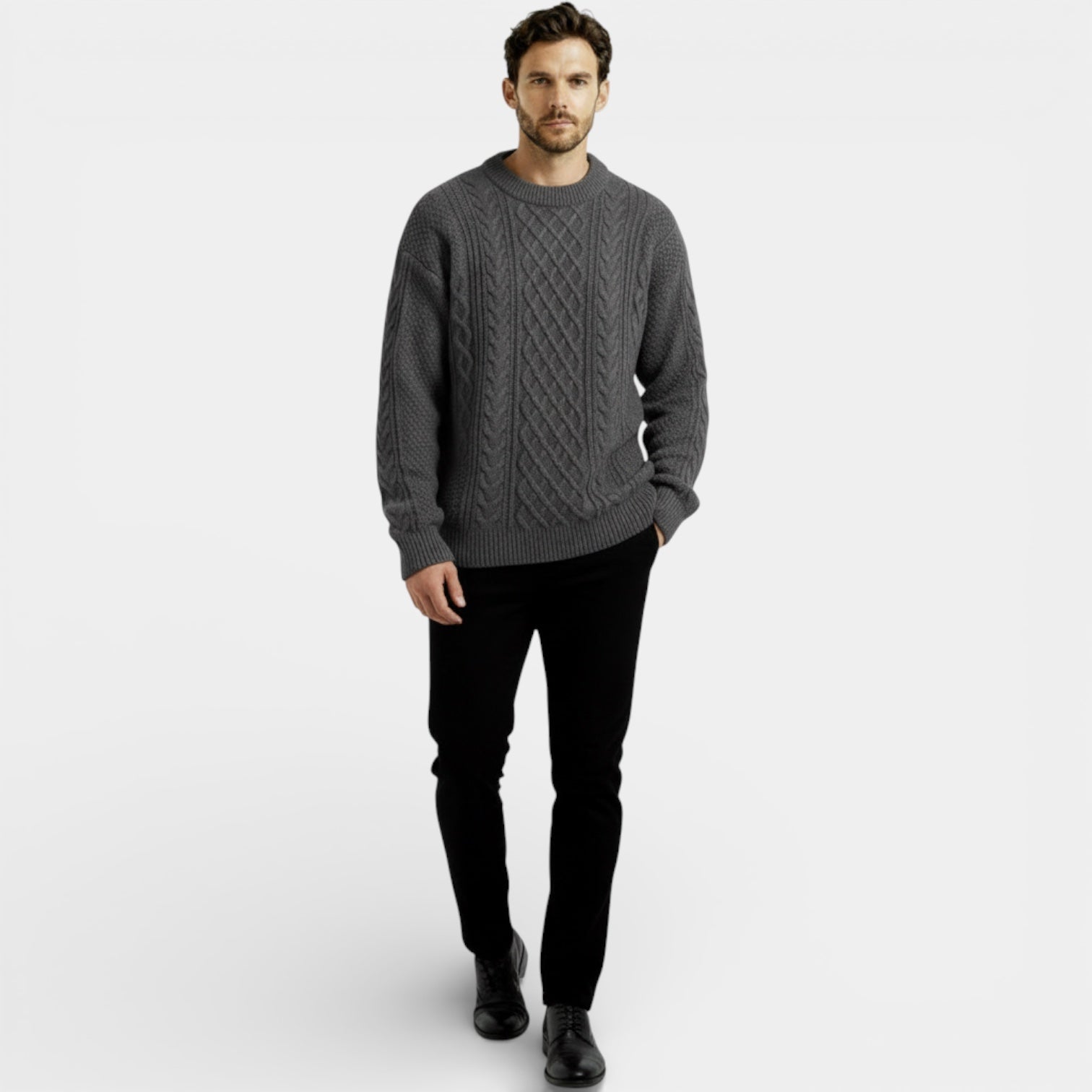 Pull en maille torsadée classique pour homme – pull-over texturé
