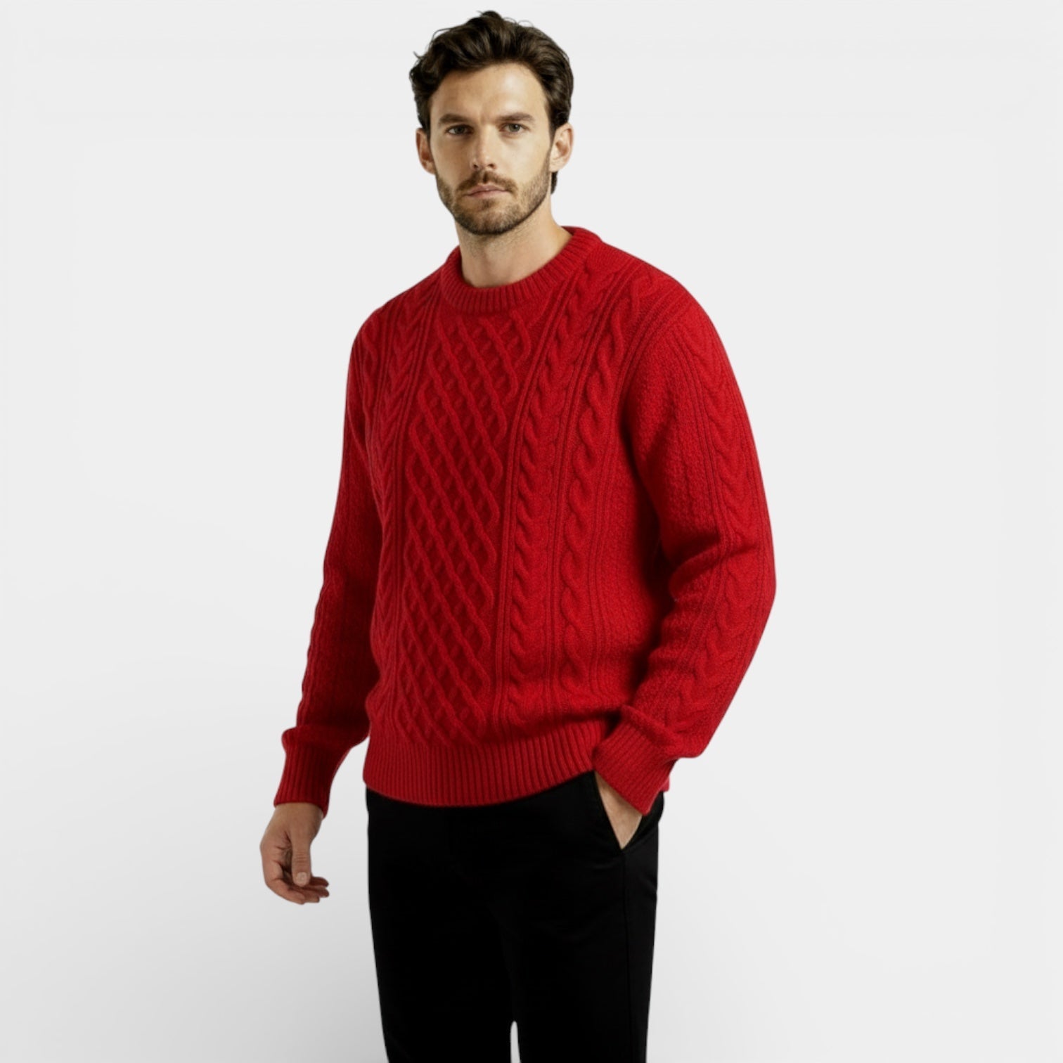 Pull en maille torsadée classique pour homme – pull-over texturé