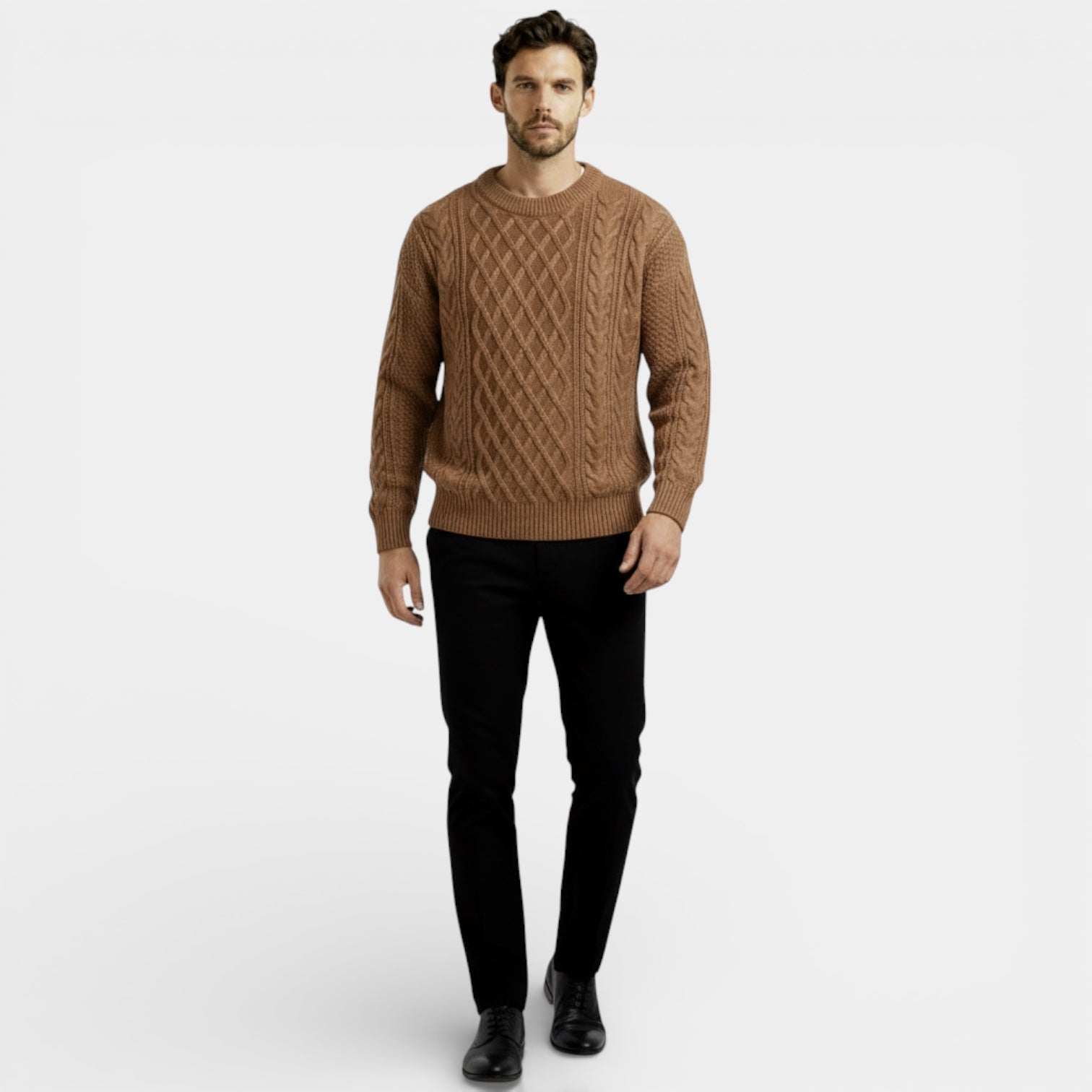 Pull en maille torsadée classique pour homme – pull-over texturé