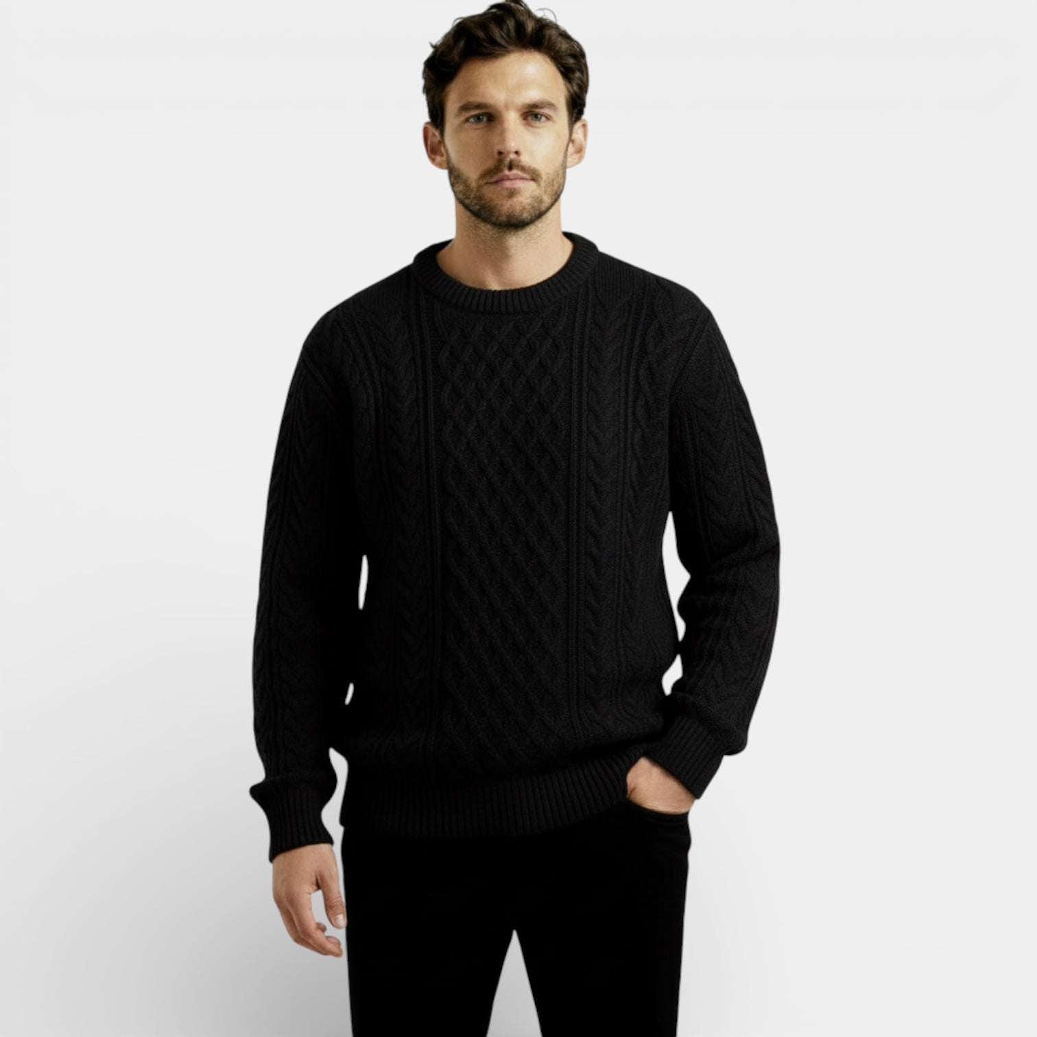 Pull en maille torsadée classique pour homme – pull-over texturé