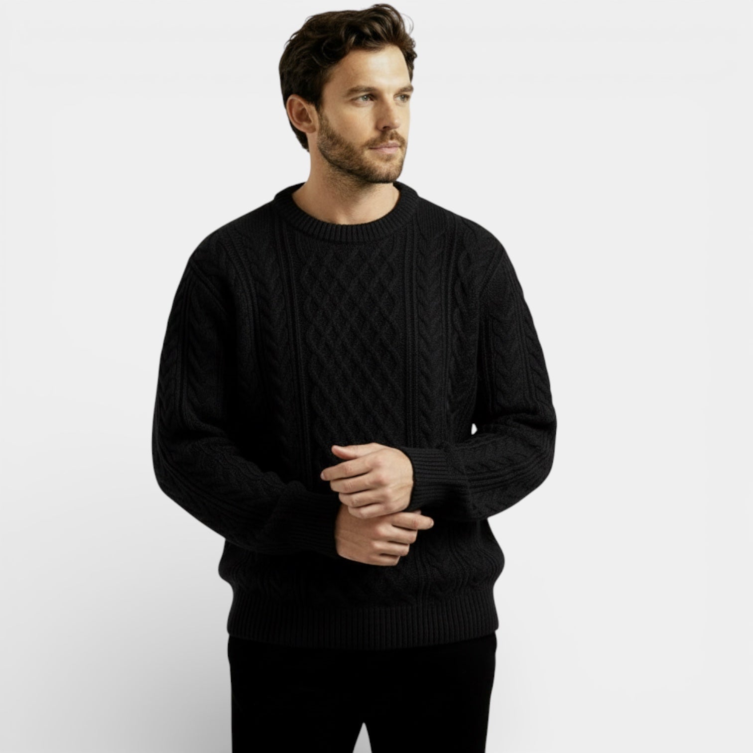 Pull en maille torsadée classique pour homme – pull-over texturé