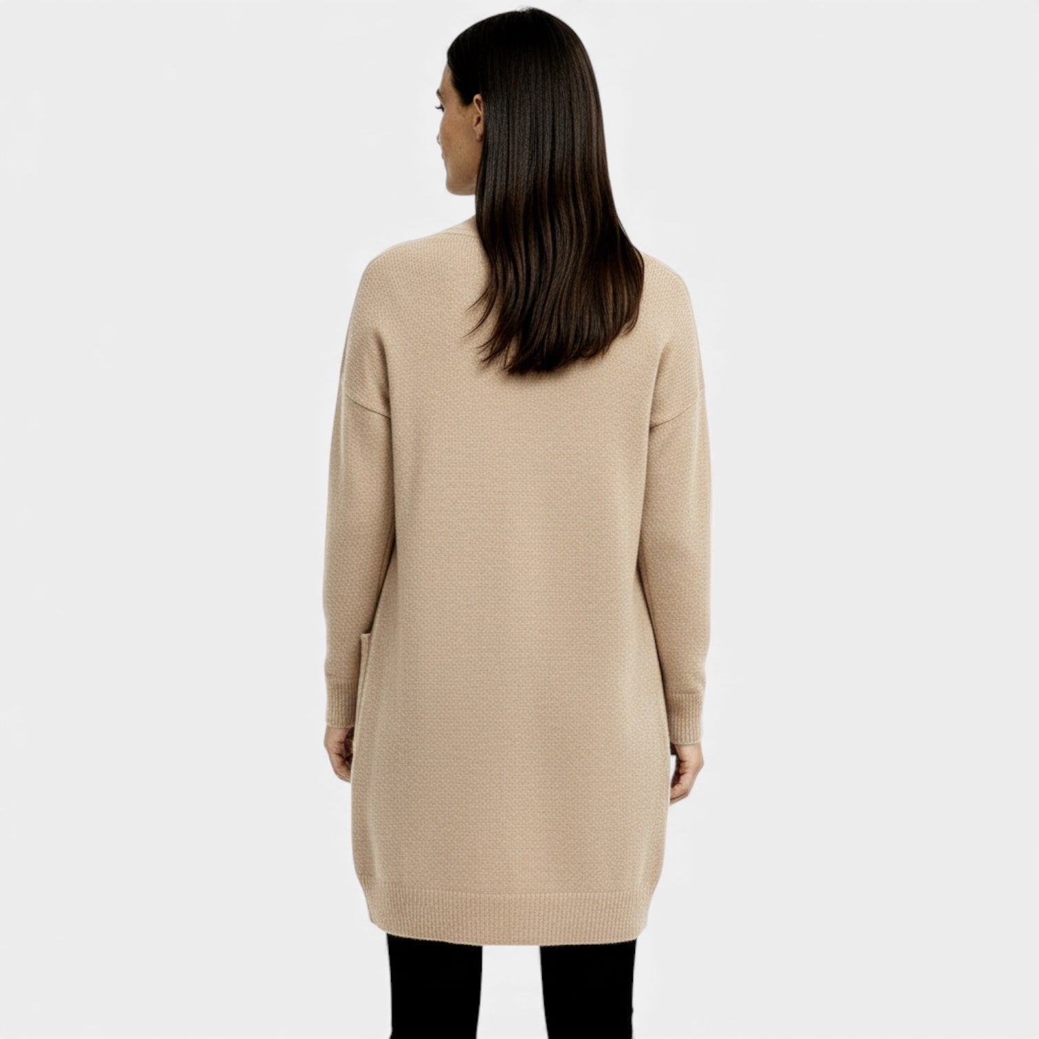 Cardigan long en laine pour femmes – ouverture sur le devant