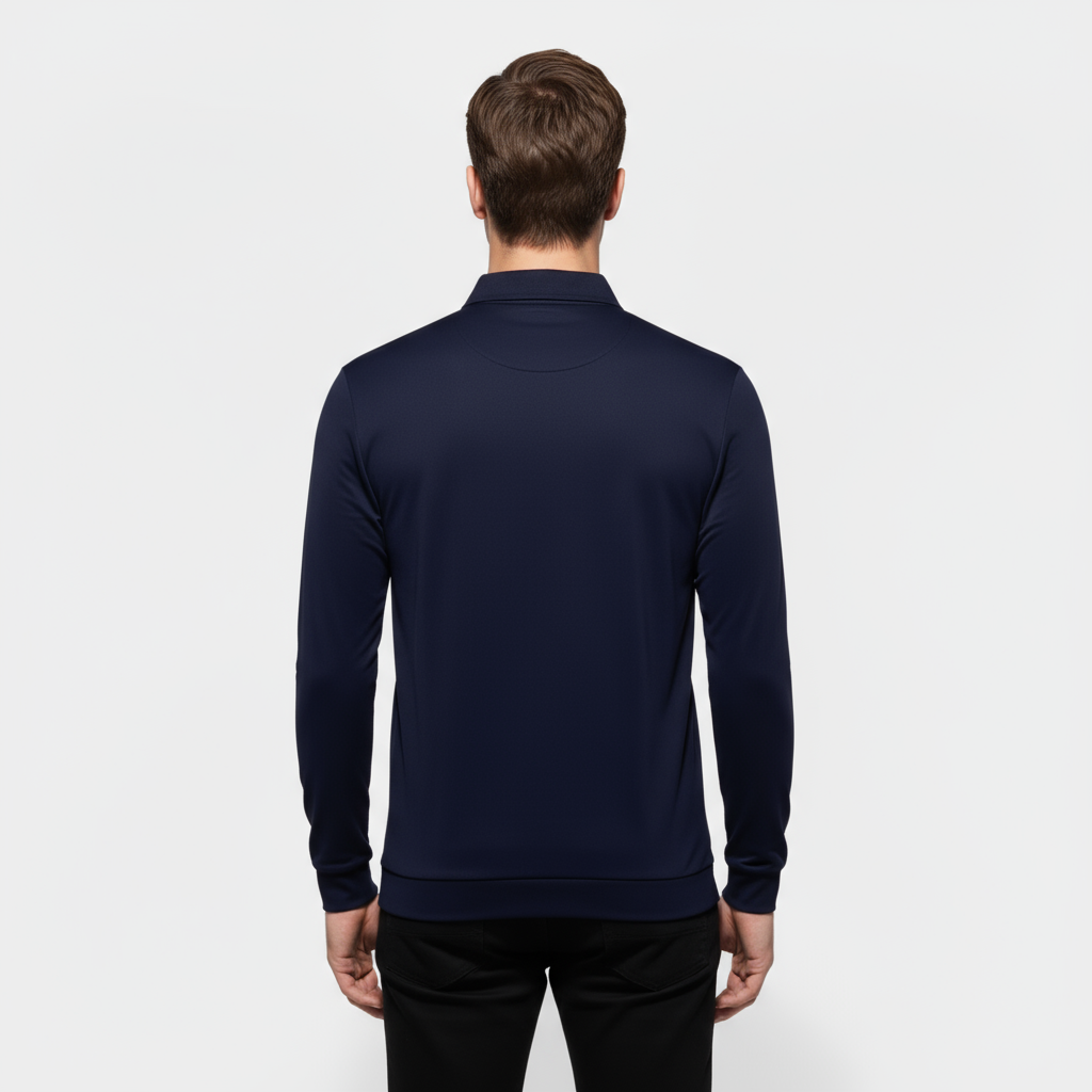 Polo à manches longues de performance pour homme – coupe slim stretch avec tissu anti-odeur