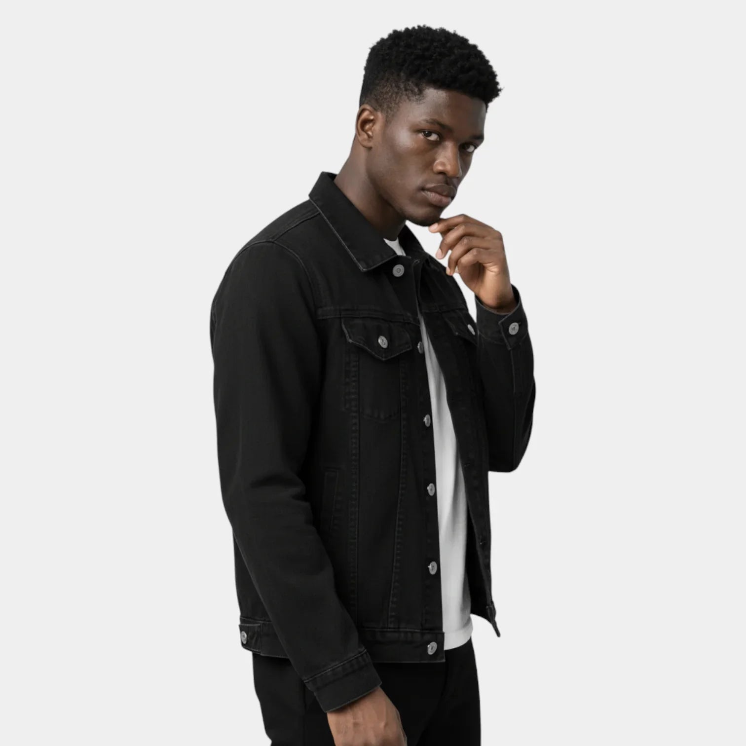 Veste en jean classique pour homme à boutons