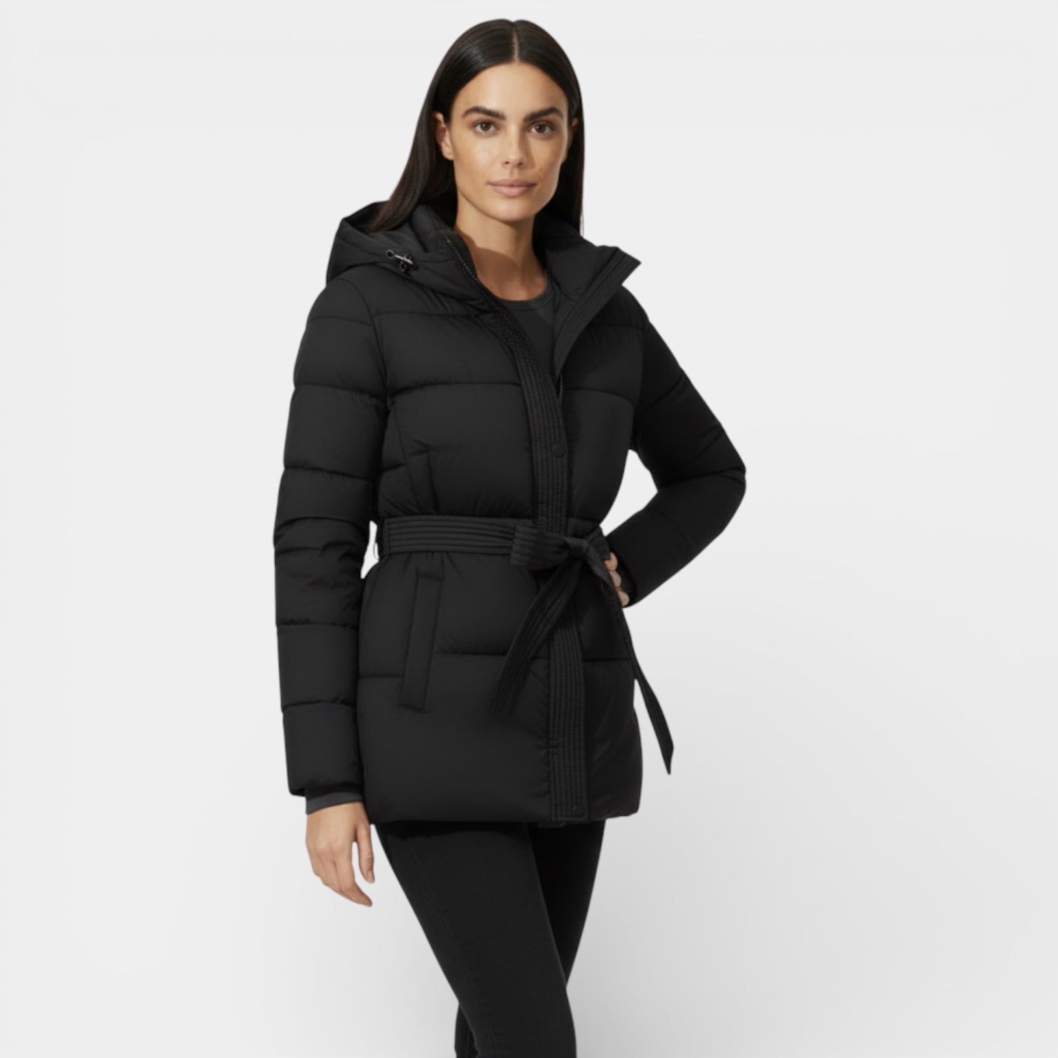 Parka matelassé ceinturé pour femmes - coupe-vent