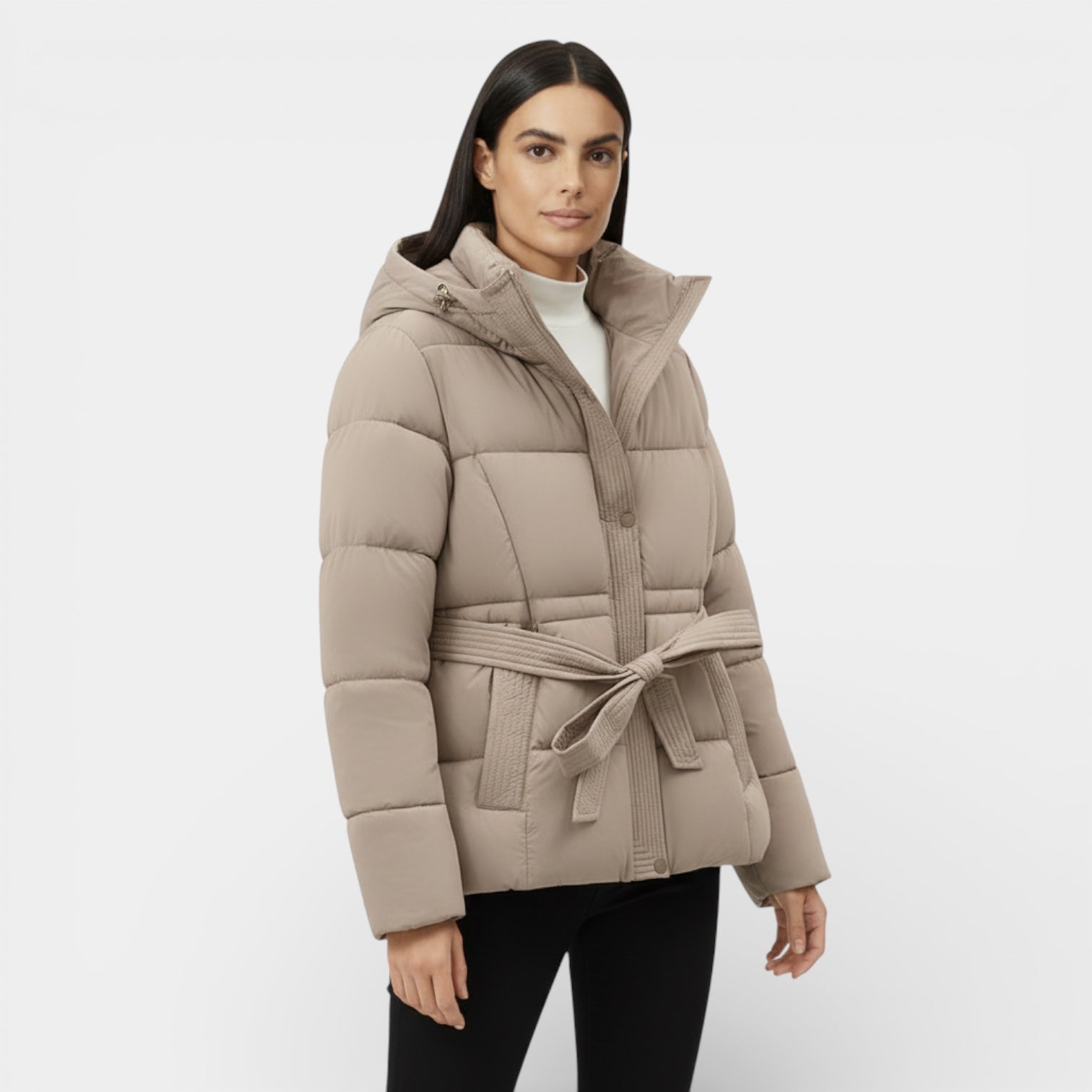 Parka matelassé ceinturé pour femmes - coupe-vent