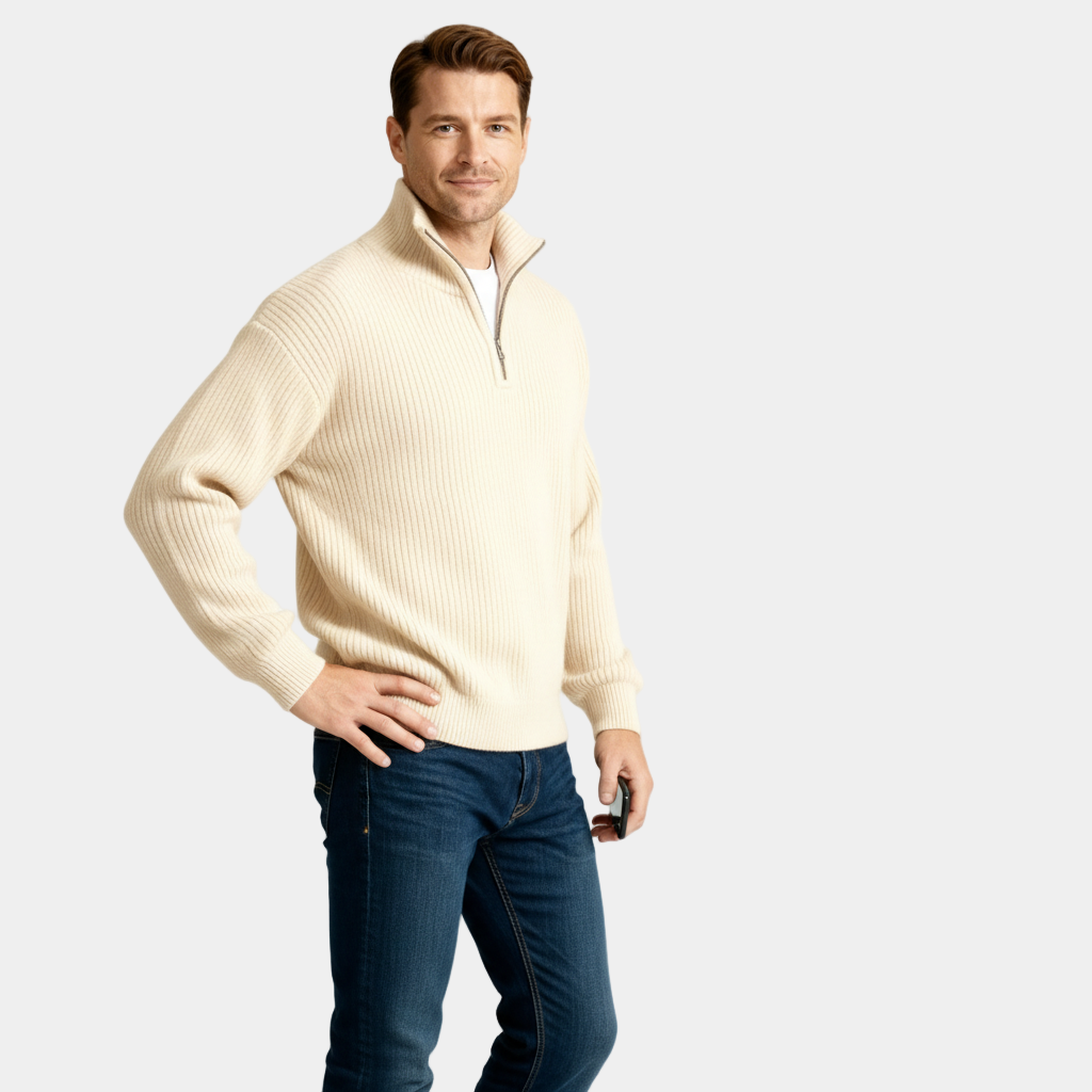 Pull en maille à demi-zip pour homme