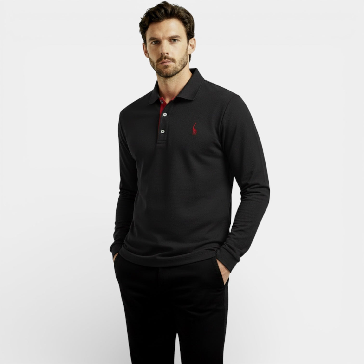 Polo classique à manches longues pour homme
