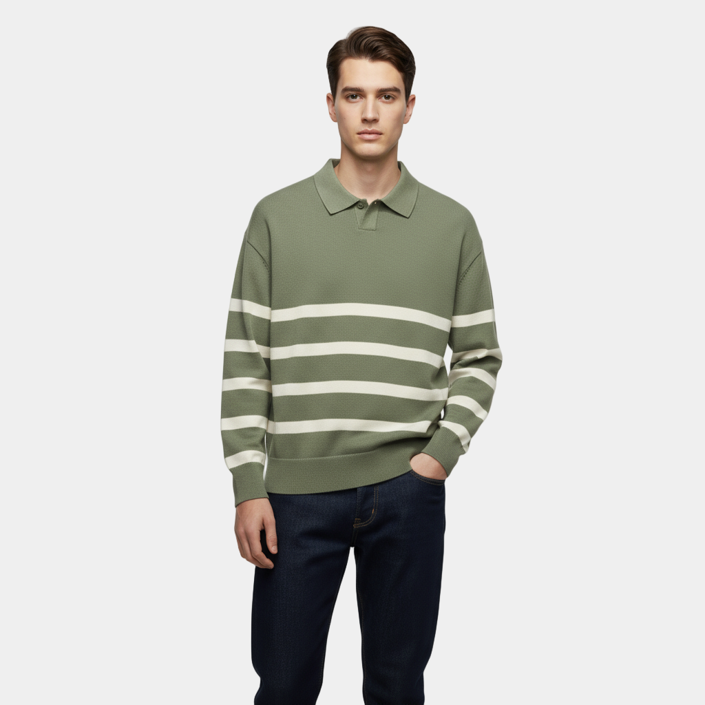 Polo homme en maille rayée – coupe slim
