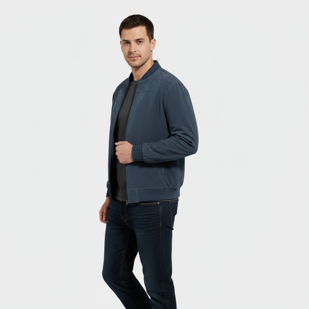 Veste bomber pour homme en simili-cuir