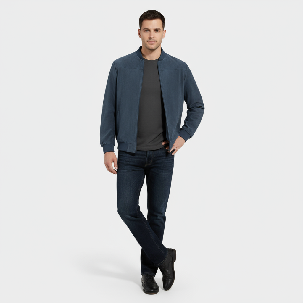 Veste bomber pour homme en simili-cuir