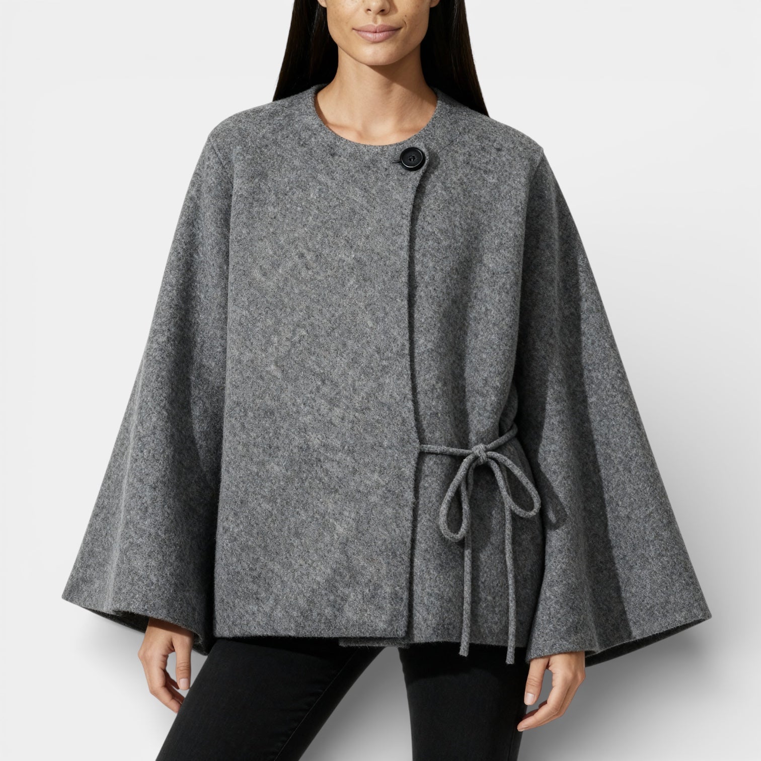 Veste portefeuille en laine mélangée pour femmes – coupe décontractée