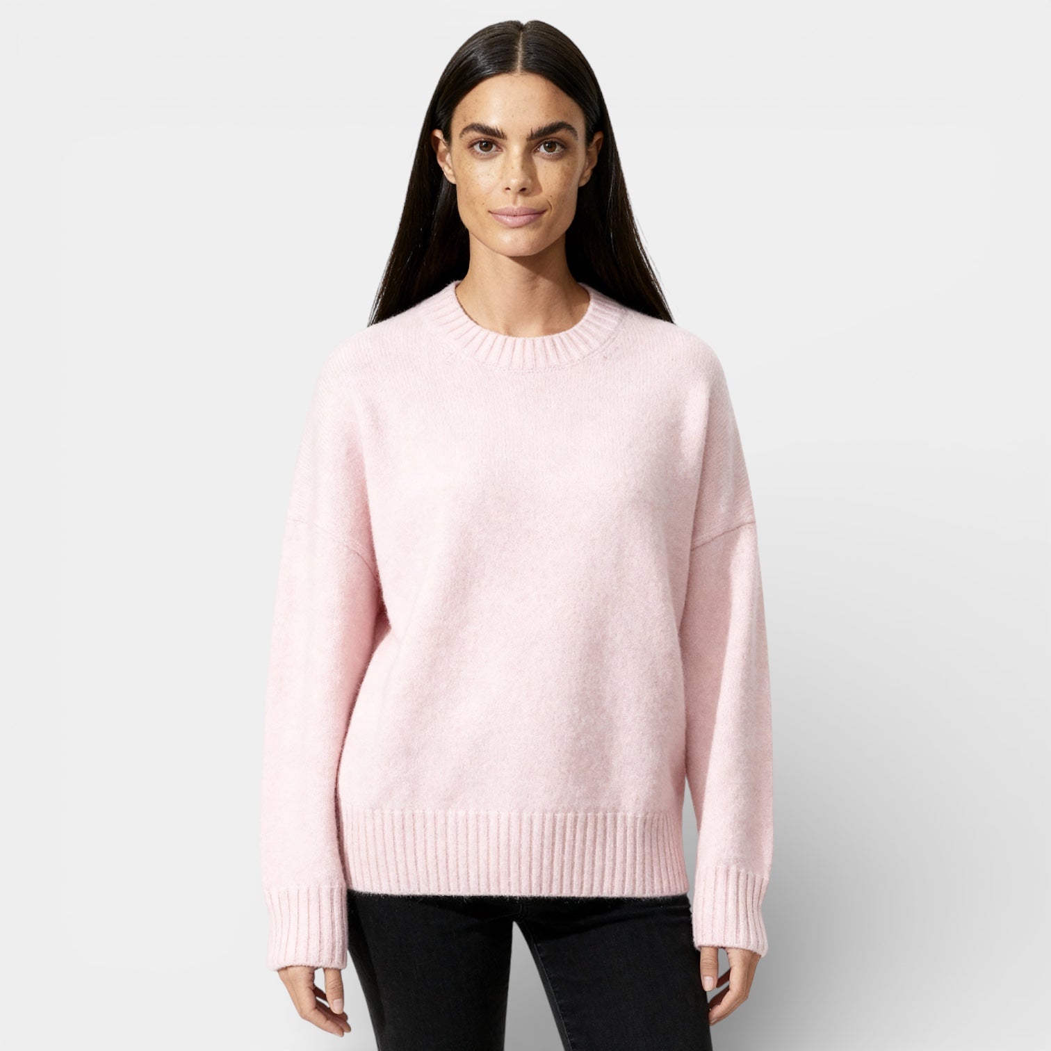 Pull femme en mélange de laine, col rond, coupe décontractée