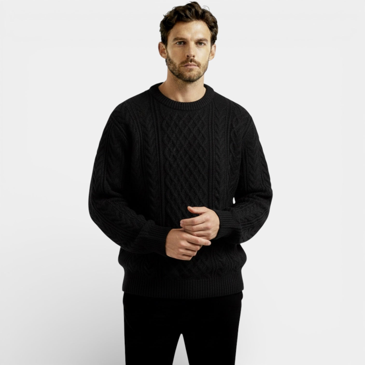 Pull en maille torsadée classique pour homme – pull-over texturé