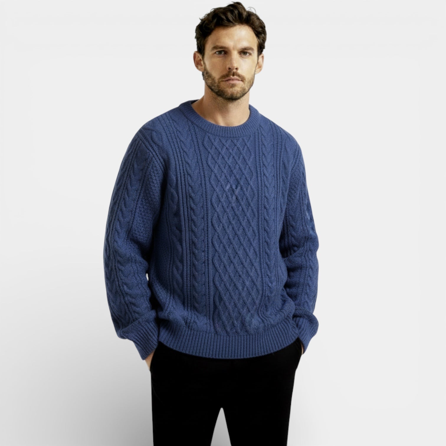 Pull en maille torsadée classique pour homme – pull-over texturé