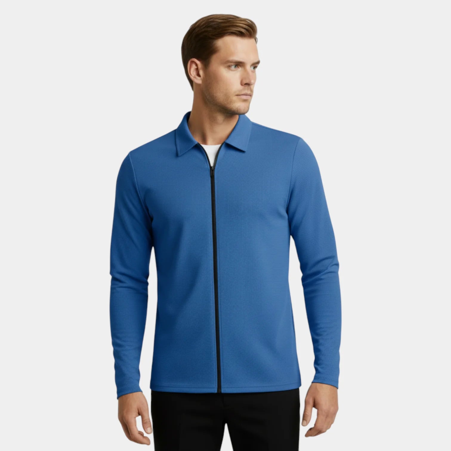 Polo tricot zippé à l'avant pour homme – col élégant