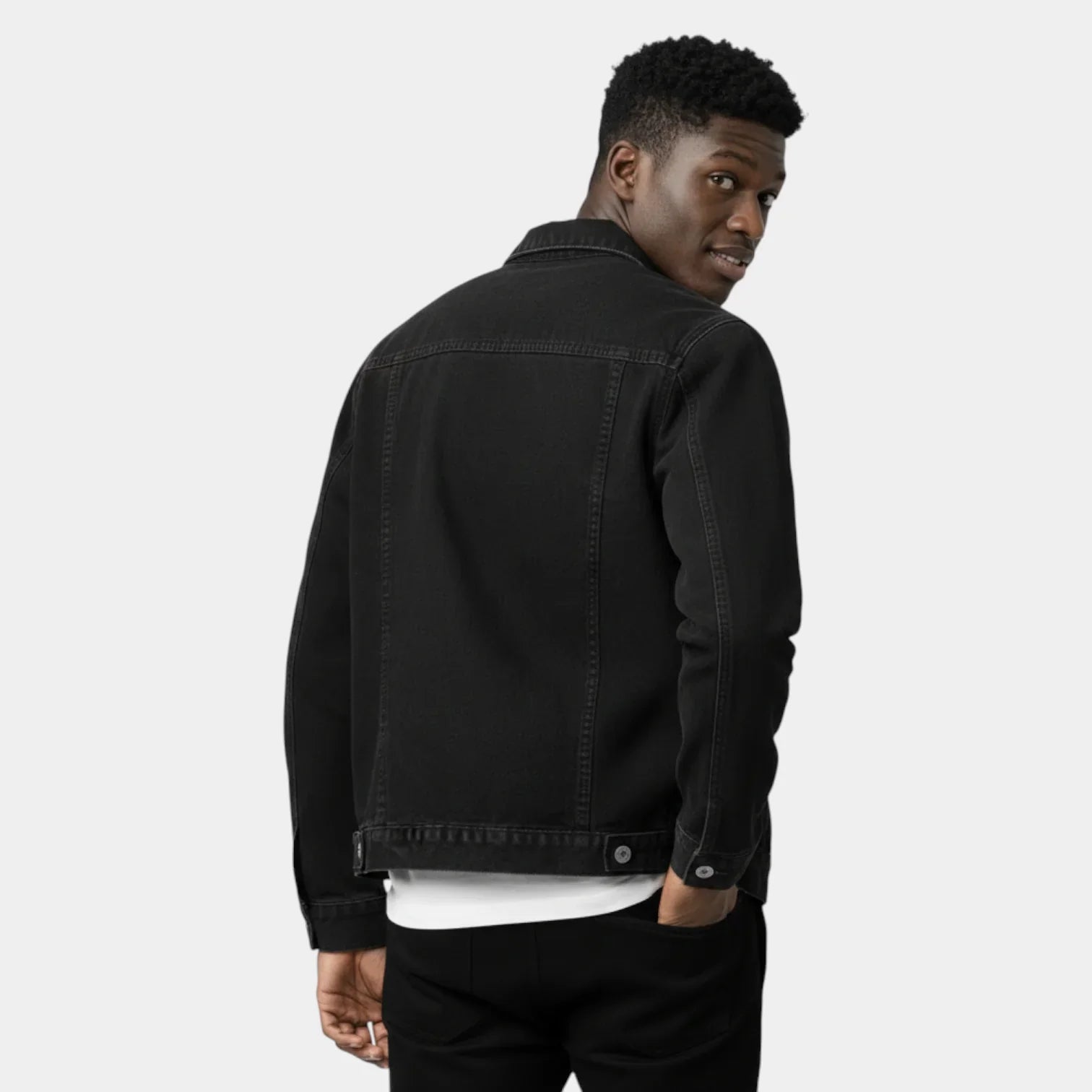 Veste en jean classique pour homme à boutons