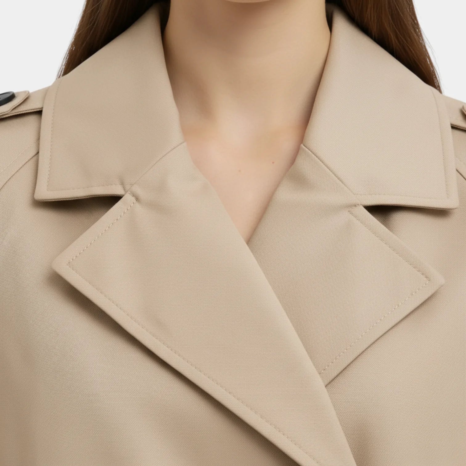 Veste trench courte pour femmes – structurée et ceinturée