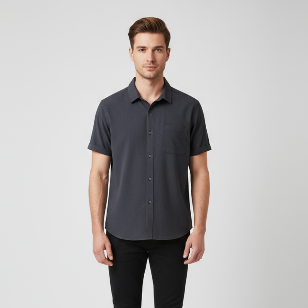 Polo homme en satin piqué – manches courtes – coupe slim