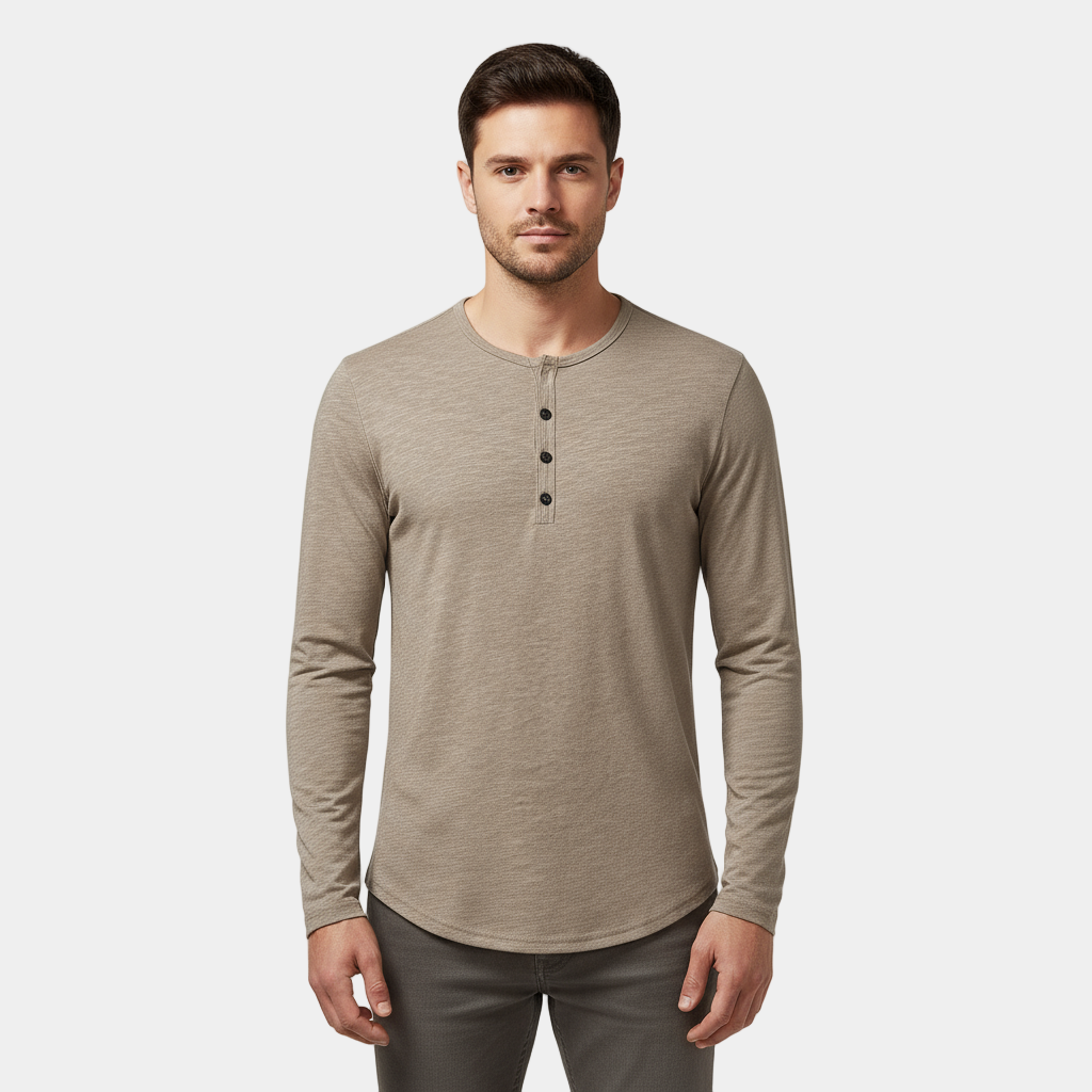 T-shirt Henley à manches longues pour homme