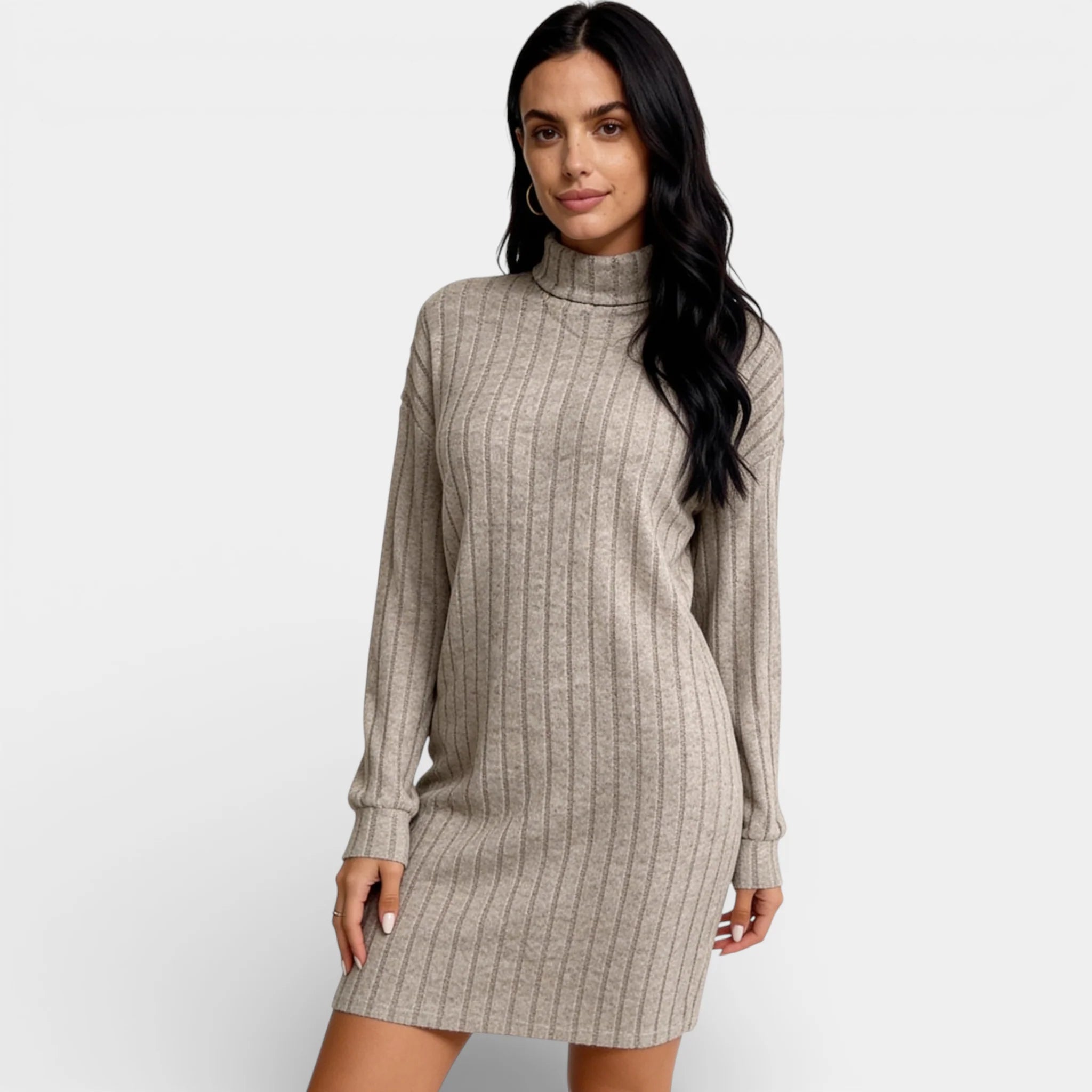 Robe-pull en tricot à col roulé pour femme