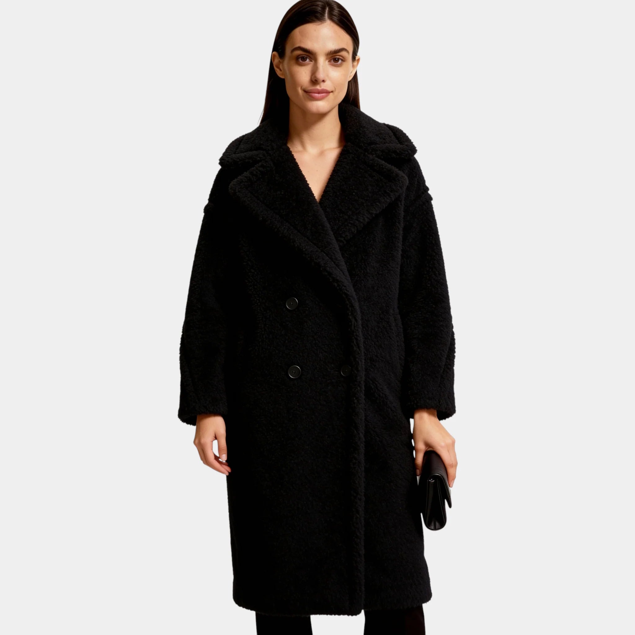 Manteau long en peluche teddy pour femme – Manteau d'hiver maxi en fausse fourrure