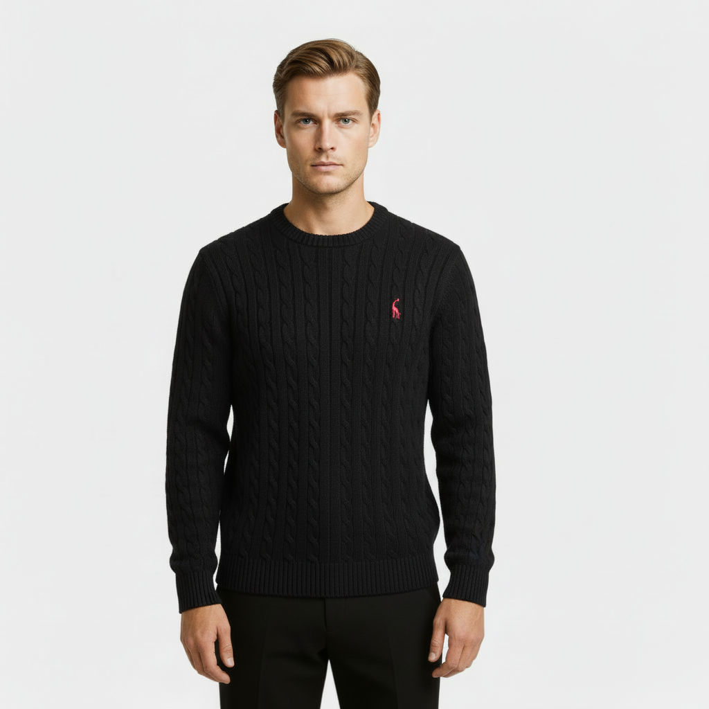 Pull pour homme à col rond en maille câblée