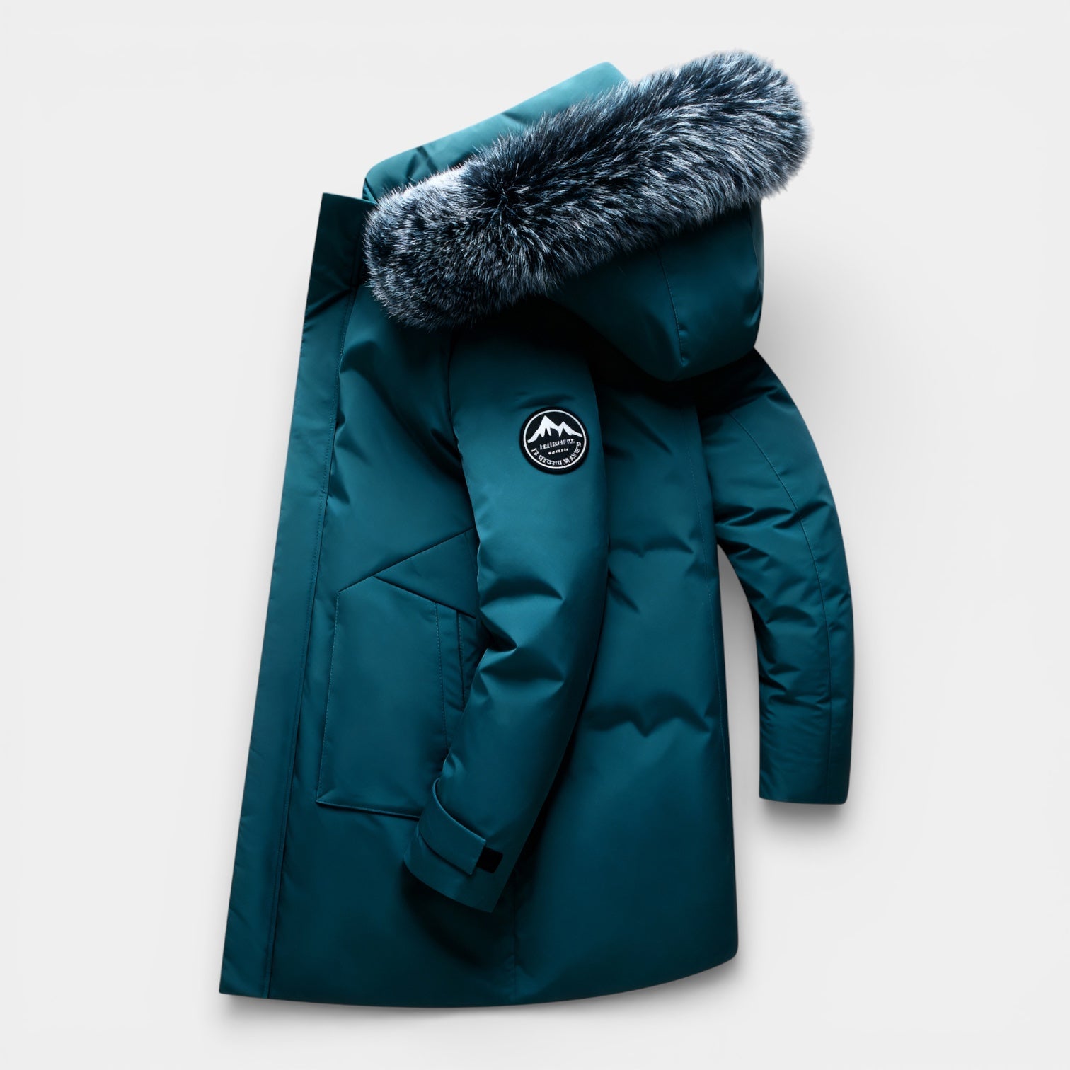 Parka long isolé pour homme avec capuche en fausse fourrure