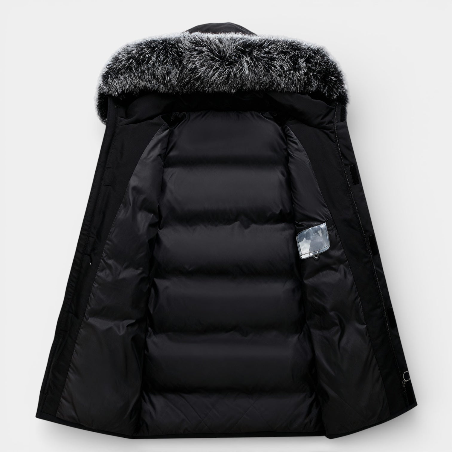 Parka long isolé pour homme avec capuche en fausse fourrure