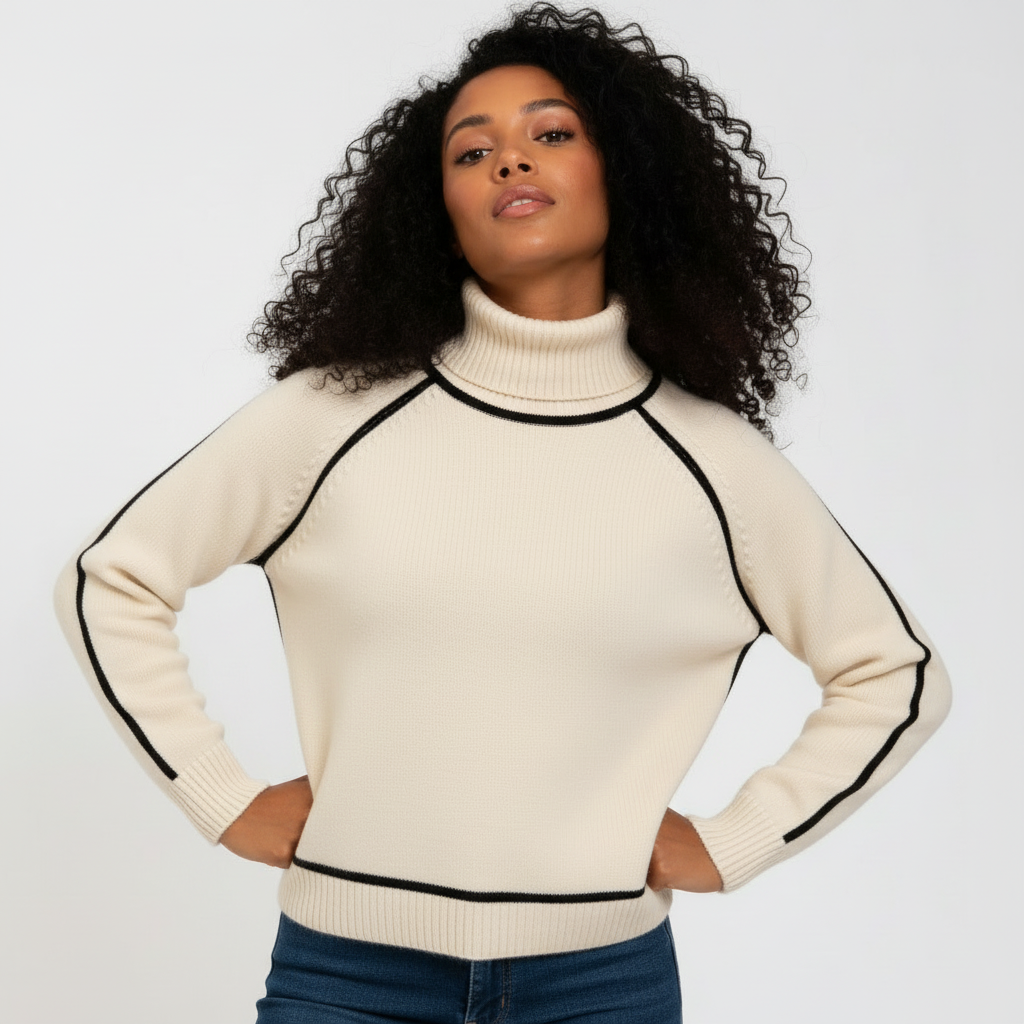 Pull en laine à col roulé pour femmes