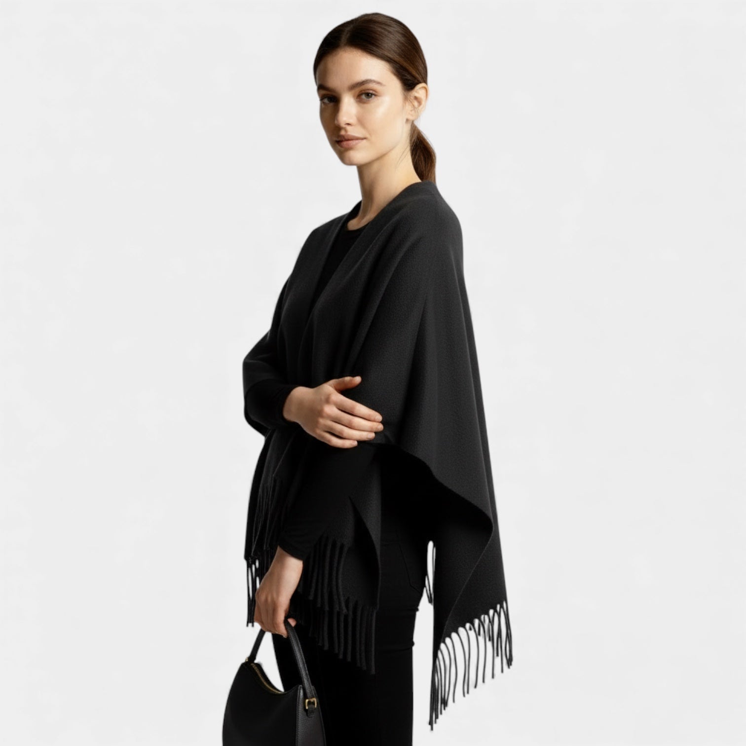Écharpe-poncho à franges pour femmes