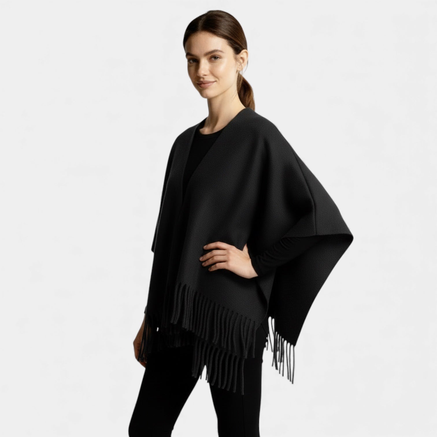 Écharpe-poncho à franges pour femmes