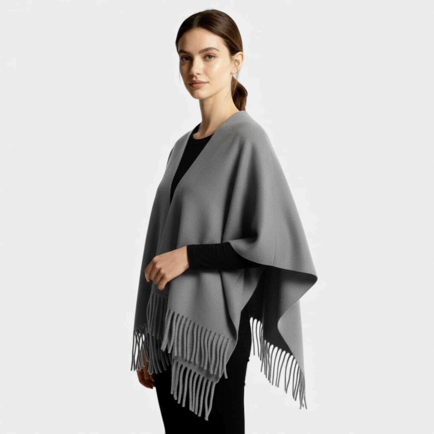 Écharpe-poncho à franges pour femmes
