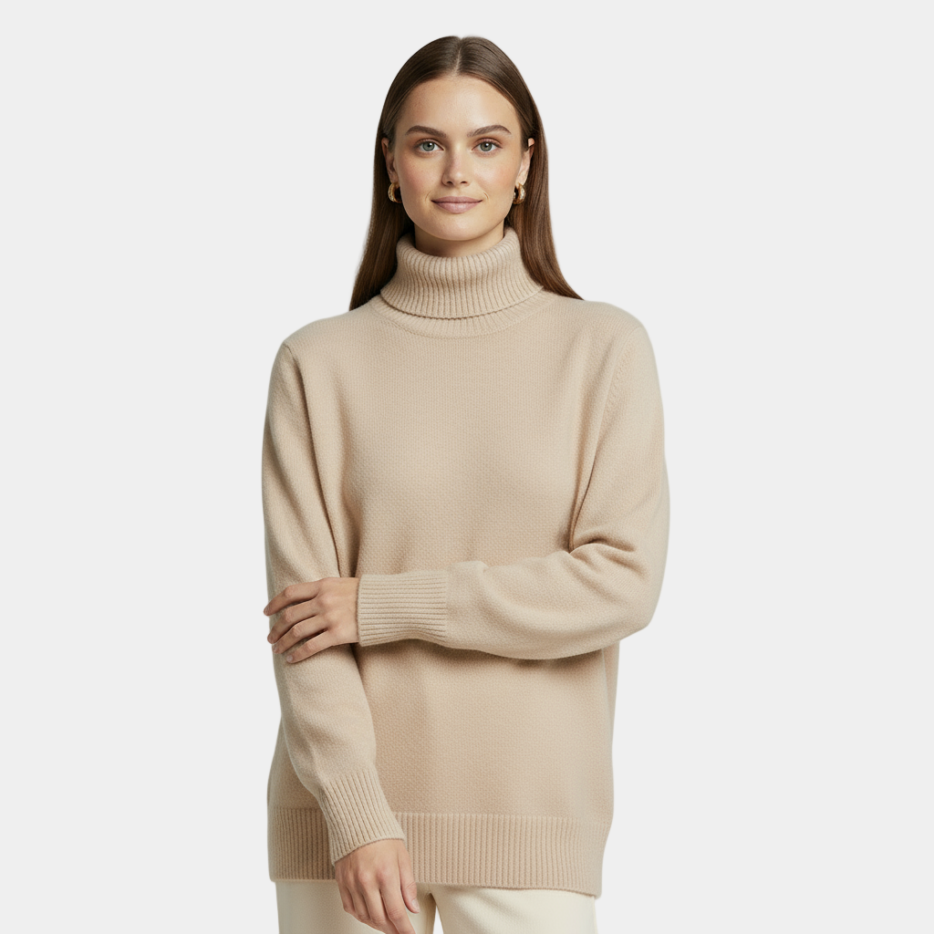 Pull en cachemire pour femme à col roulé chic